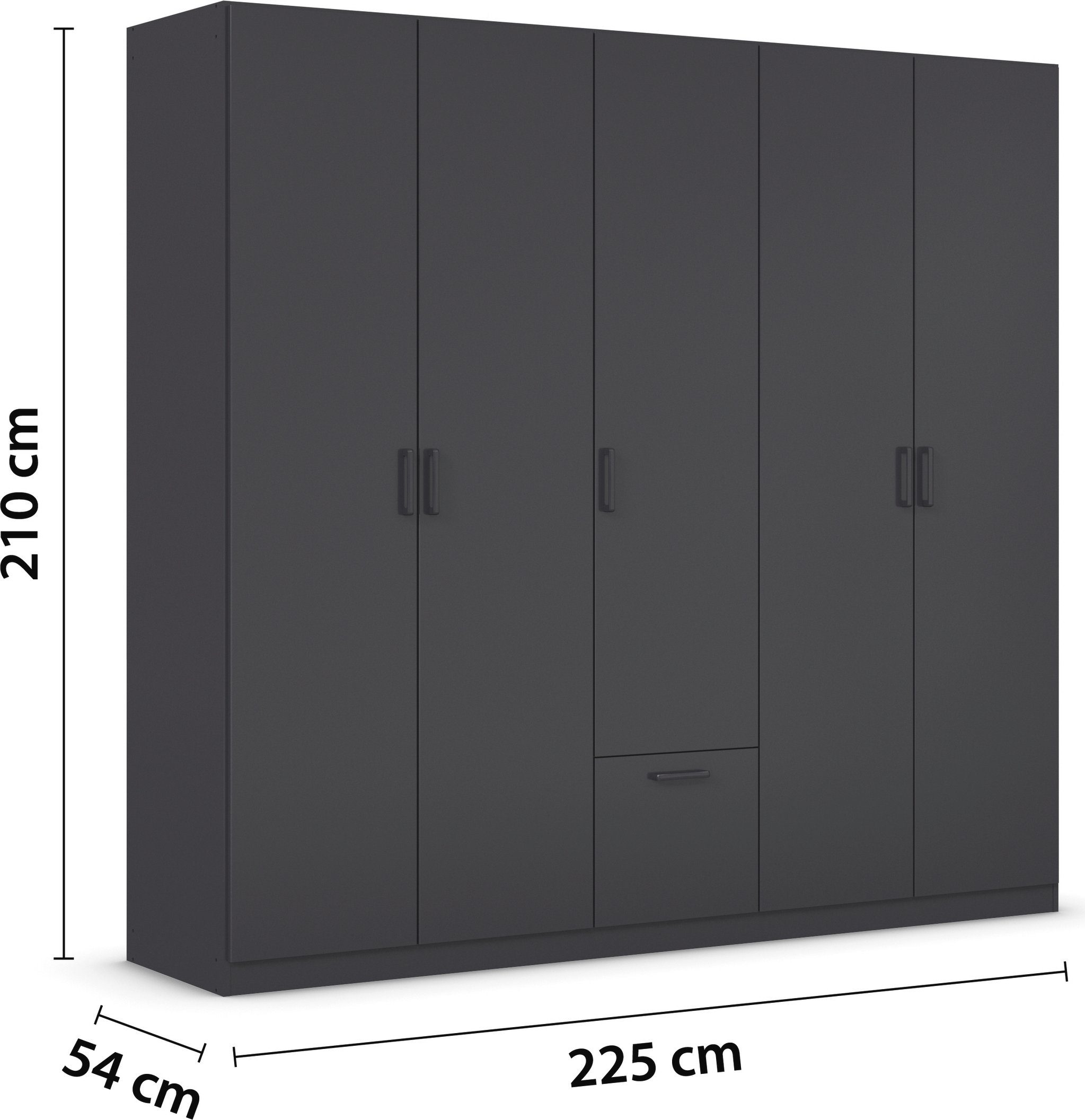 rauch Draaideurkast Kledingkast kast garderobe waskast BARI met lades in het midden, moderne greep in grijs metallic made in germany