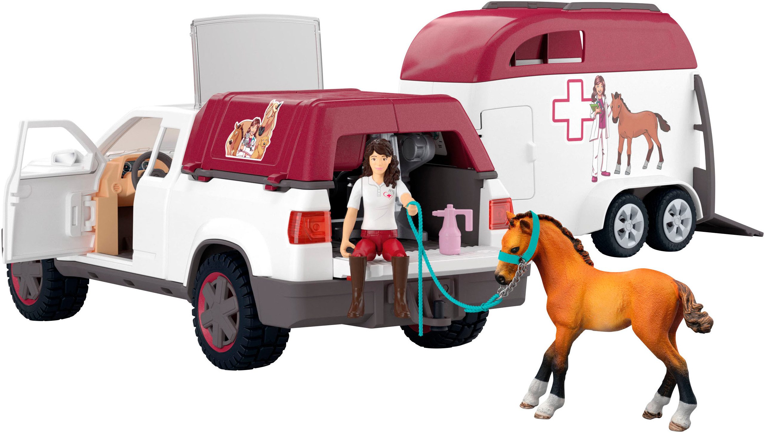 Schleich® Speelgoedauto HORSE CLUB, Mobile Tierärztin mit Anhänger (42704)