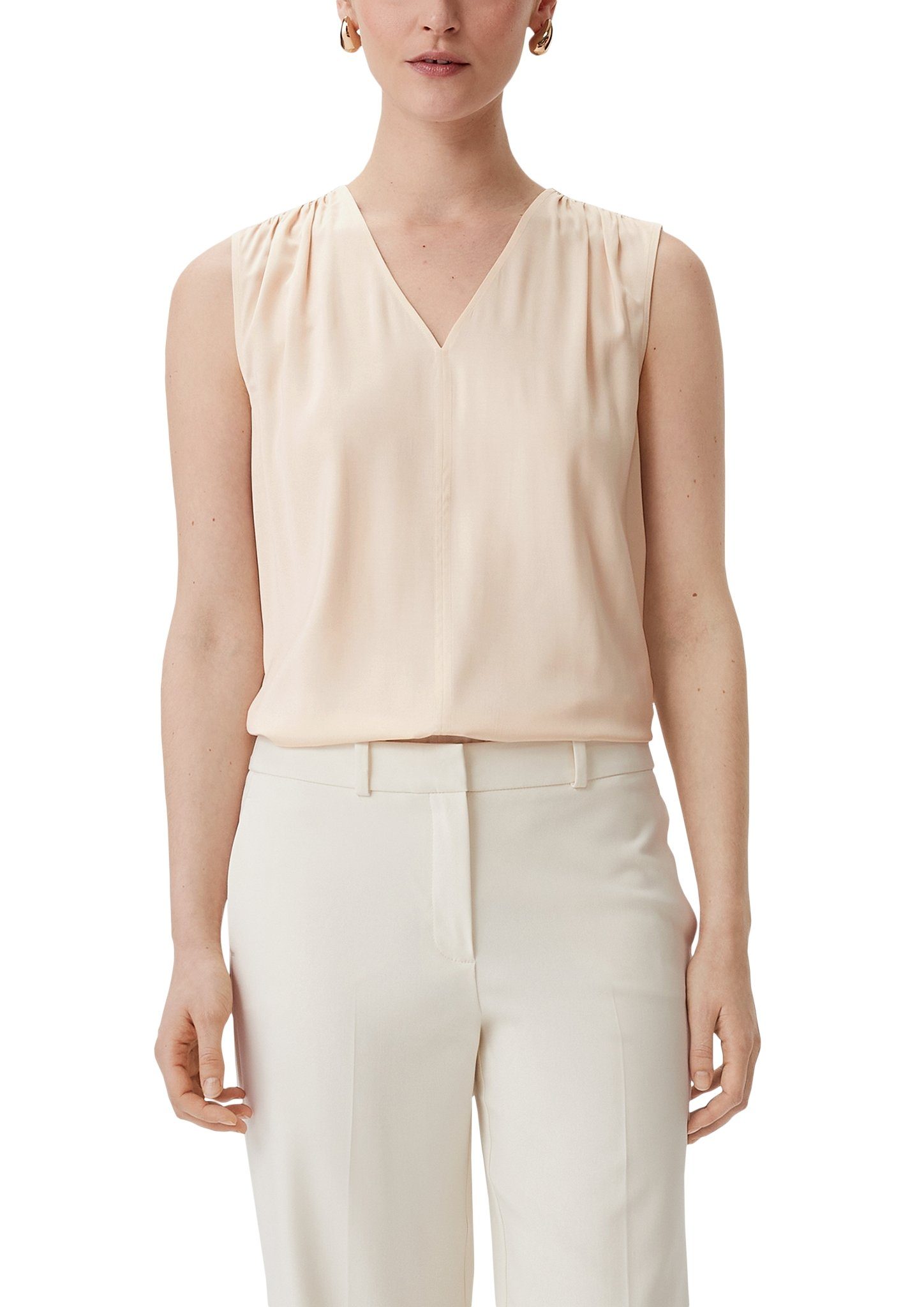 Comma Top met v-hals dames tops maat 46 beige