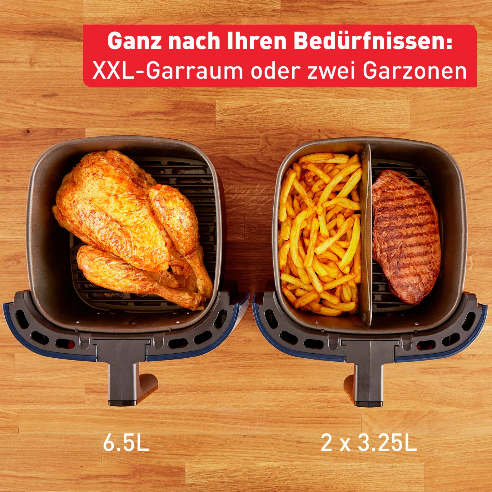 Tefal Airfryer EY8018 Easy Fry & grill XXL, 2-in-1 2 aparte zones, 6,5 l xxl-inhoud, ey8018