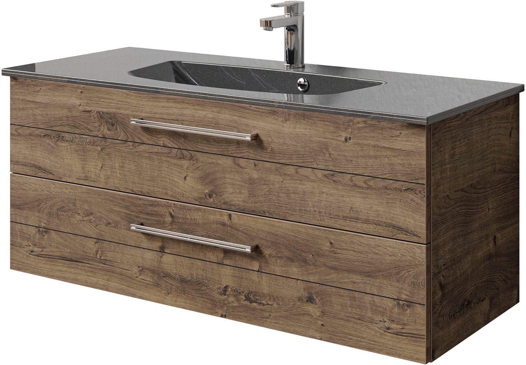 Saphir Wastafelonderkast Serie 6025 Mineralmarmor-Waschtisch mit Unterschrank, 117 cm breit (2-delig