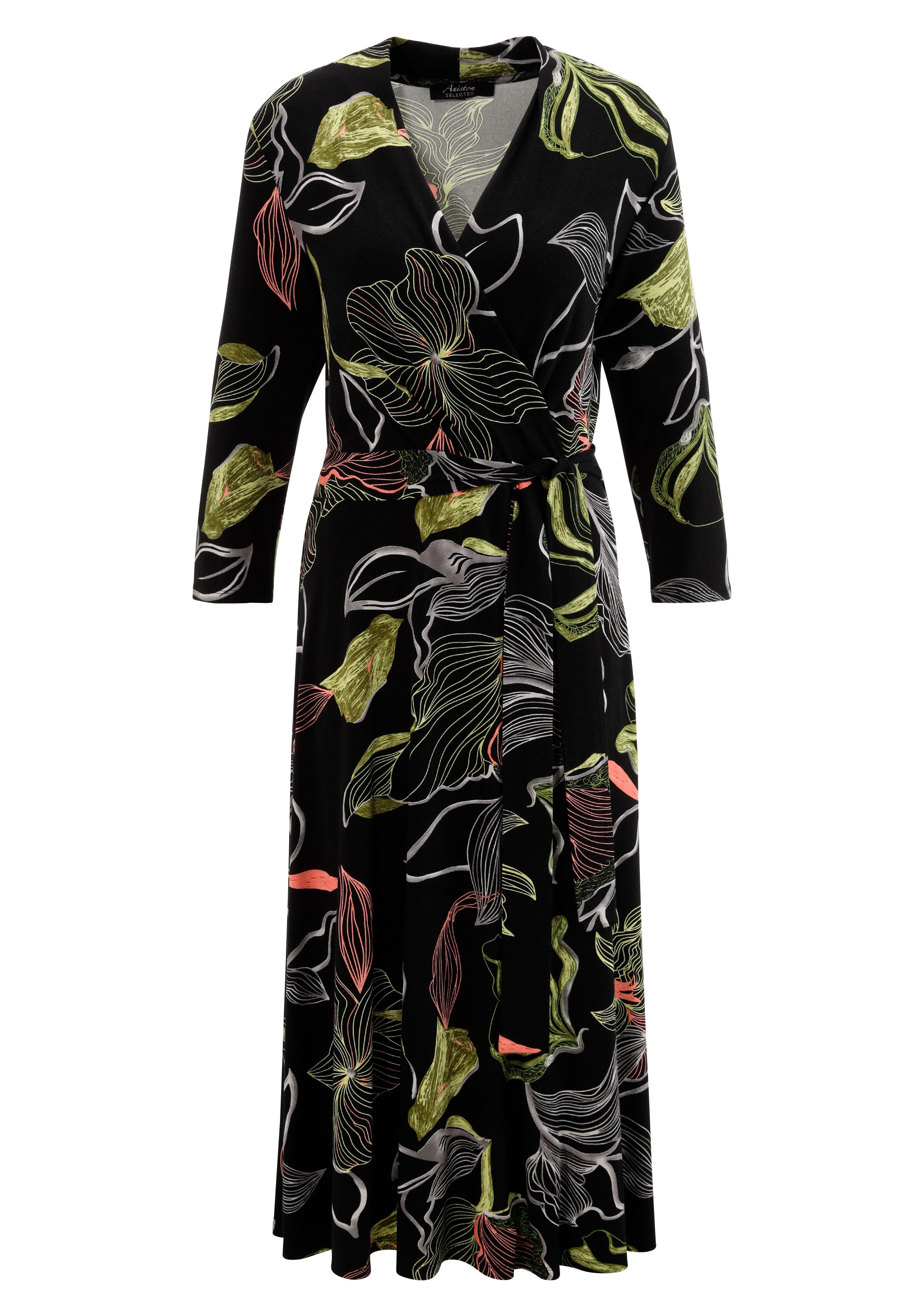 Aniston SELECTED Jerseyjurk met v-hals in wikkellook en binddetail - nieuwe collectie