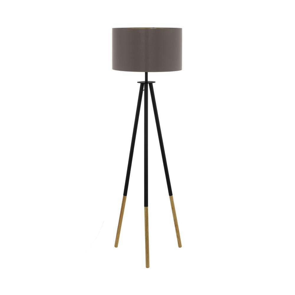 EGLO Staande lamp BIDFORD Vloerlamp, woonkamerlamp, voetknop, FSC gecertificeerd, E27 (1 stuk)
