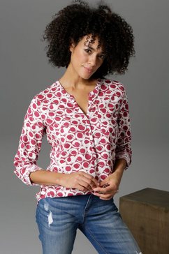 aniston casual blouse zonder sluiting met oprolbare mouwen rood