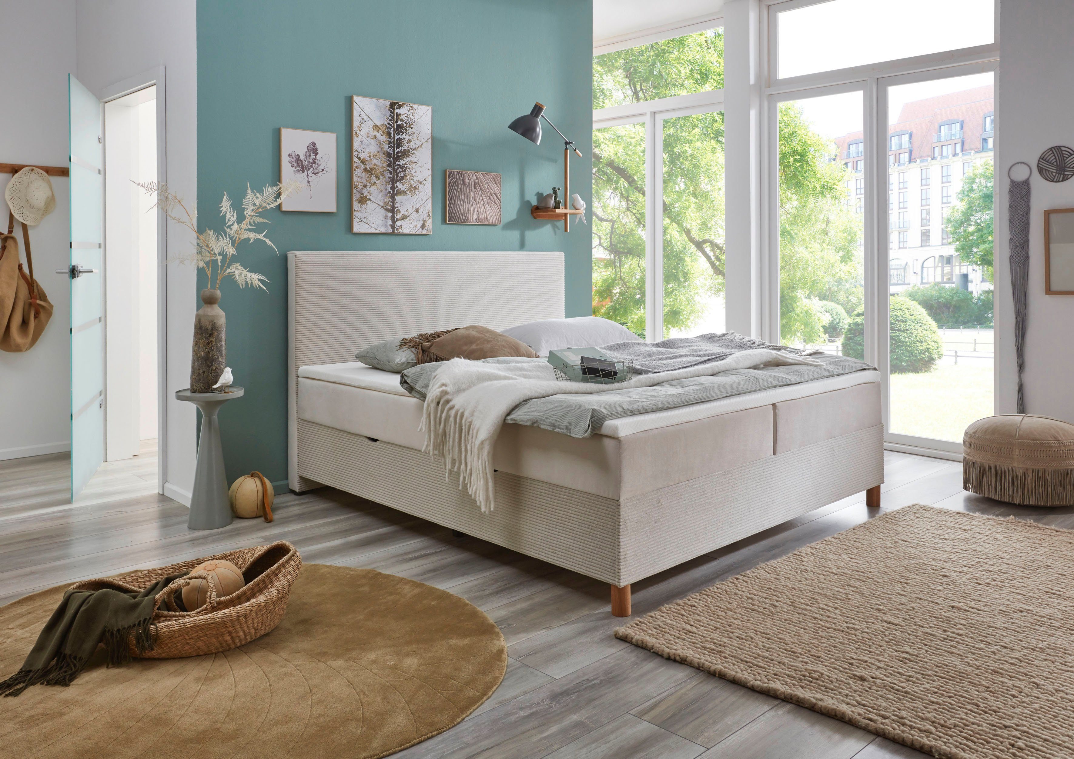 meise.möbel Boxspring Corsica met bedkist en topmatras, bekleding in een stof- en cordmix