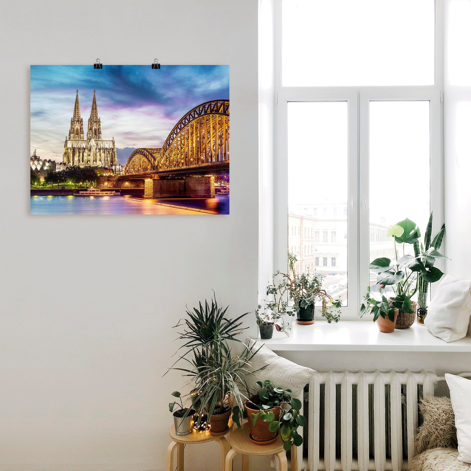 Artland Artprint Domkerk en brug in Keulen als artprint op linnen, poster in verschillende formaten maten