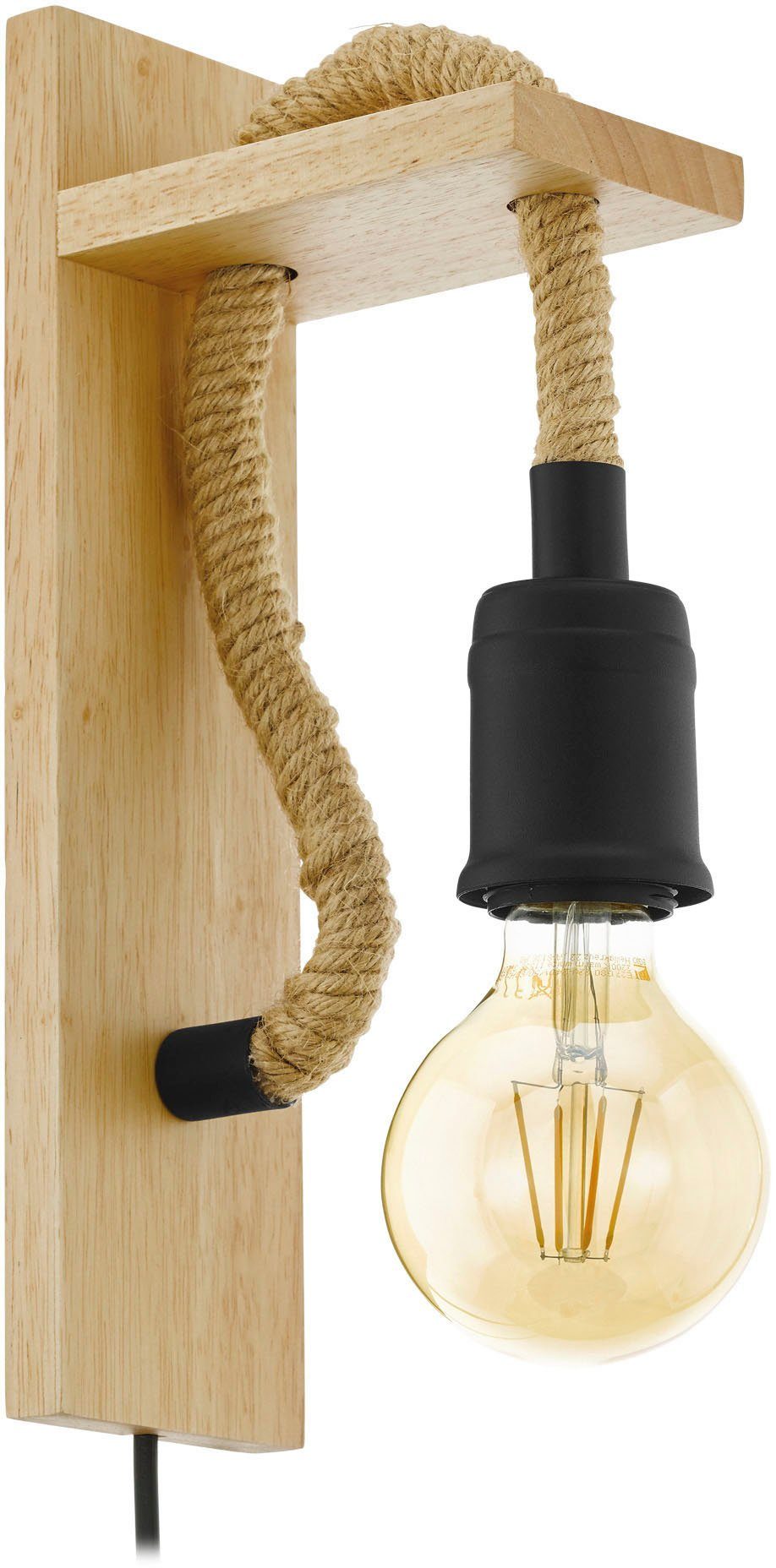 EGLO Wandlamp RAMPSIDE Vintage wandlamp, industrieel, wandspot, E27, incl. kabelschakelaar plafondlampen zwart