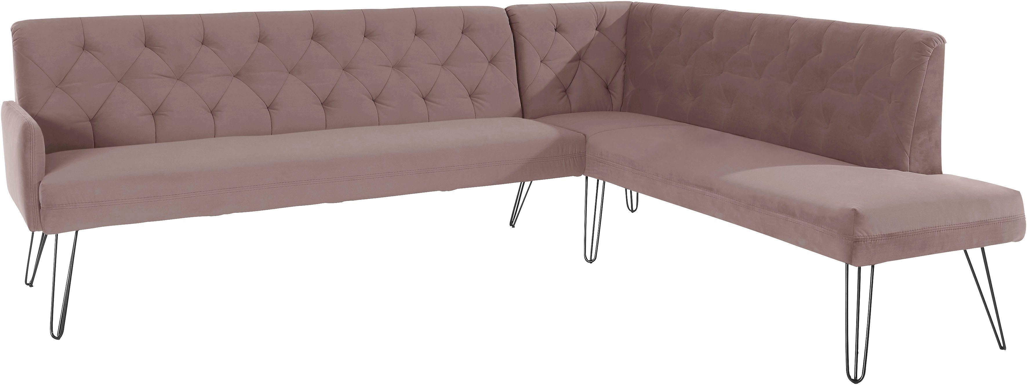 exxpo - sofa fashion Hoekbank Doppio, Chesterfield look, comfortabel en handig, hoge designvoeten