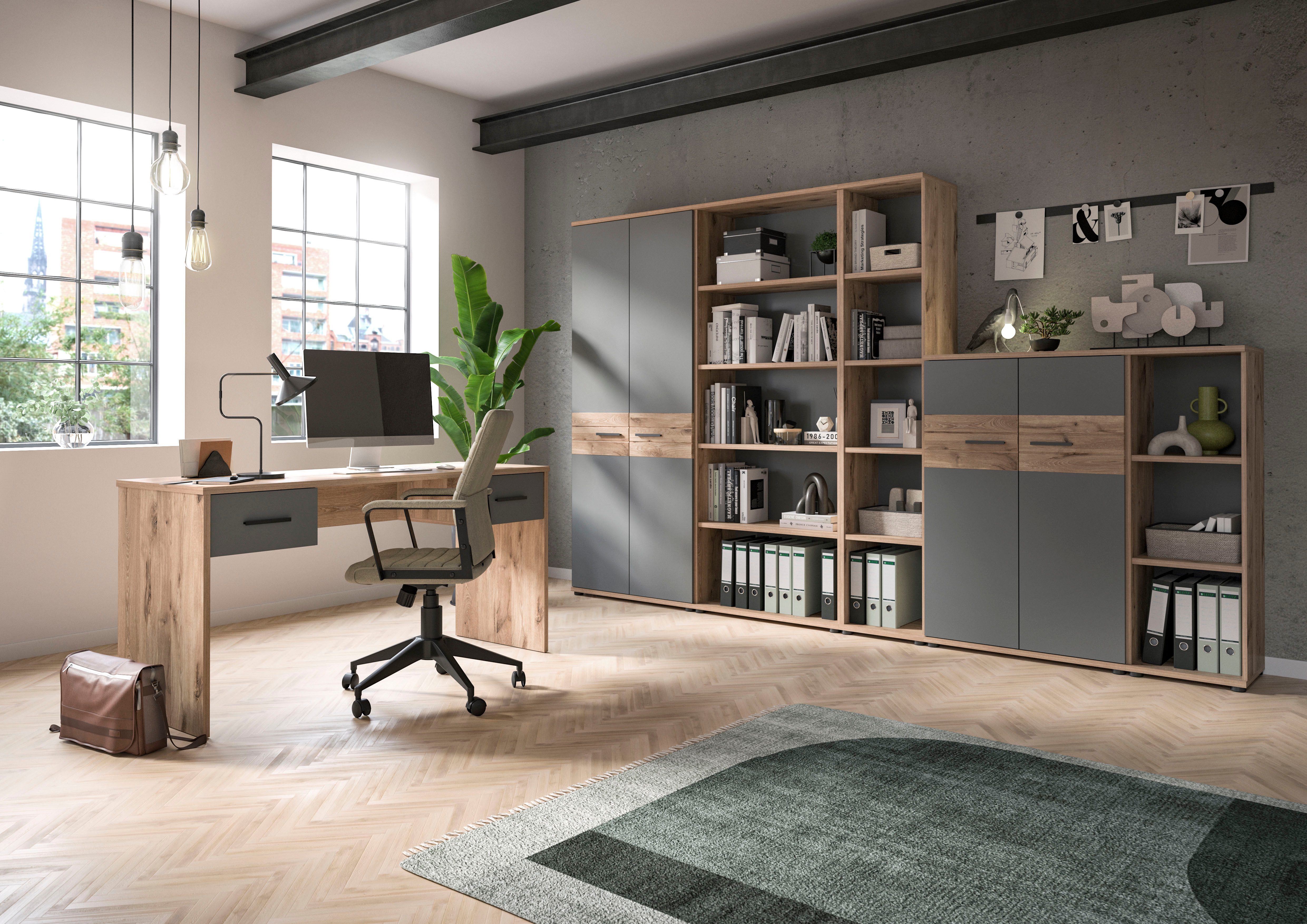INOSIGN Hoekbureau Riga, Breedte 170cm, in Nox Eik nabootsing en Basaltgrijs