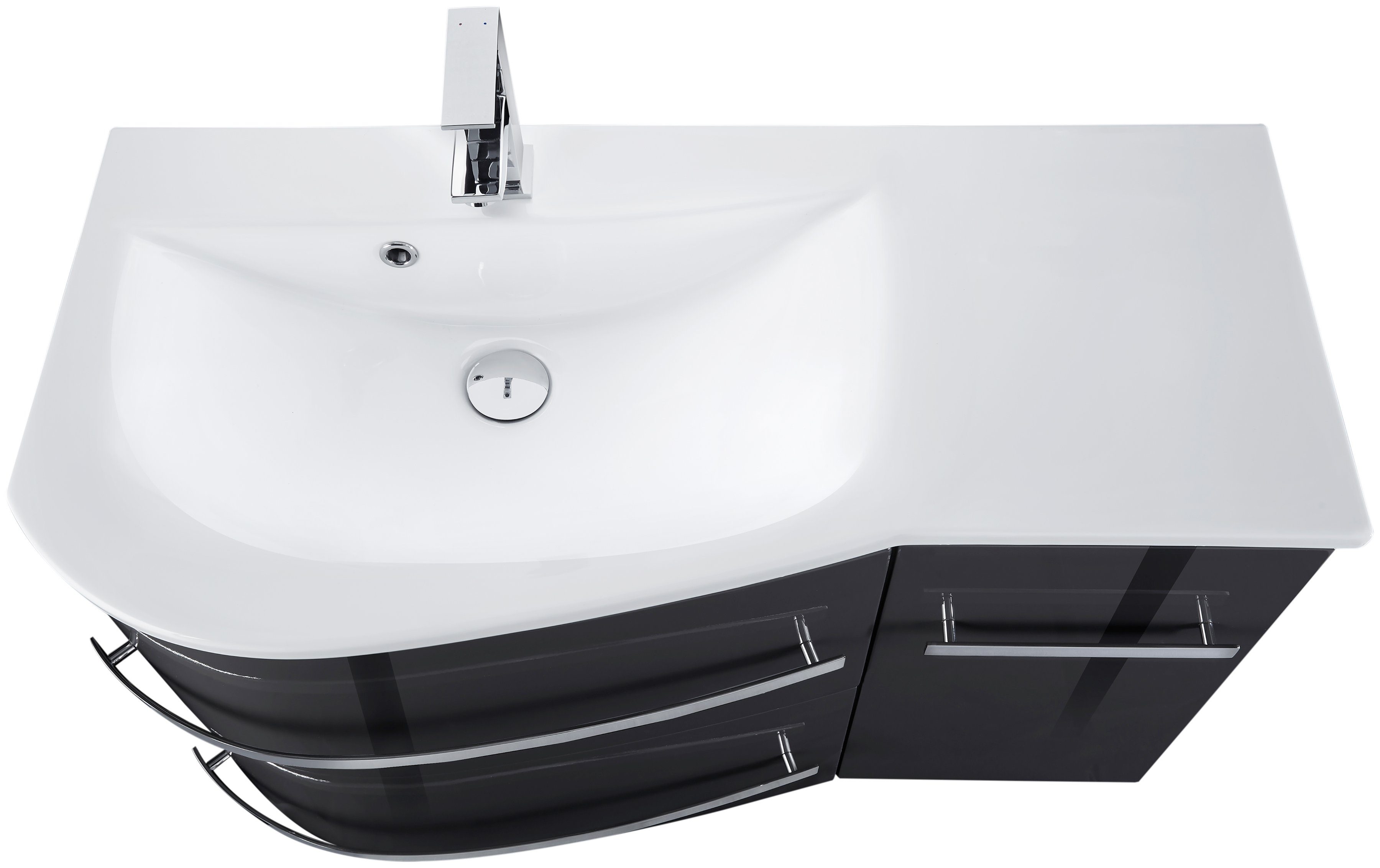 welltime Wastafelonderkast Oslo Breedte 90 cm, gebogen model, planchet rechts