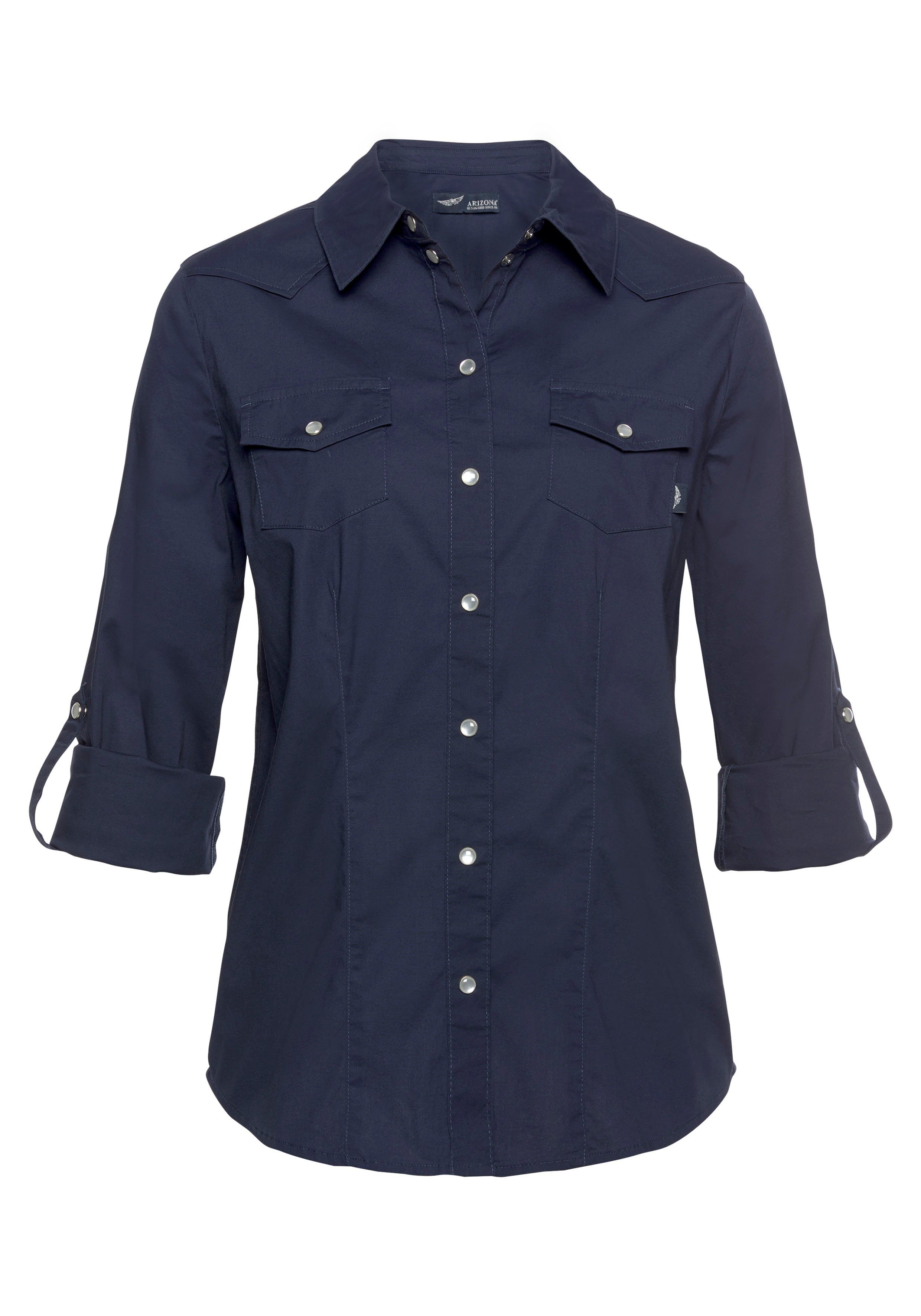 Arizona Overhemdblouse Met drukknopen in parelmoer-look
