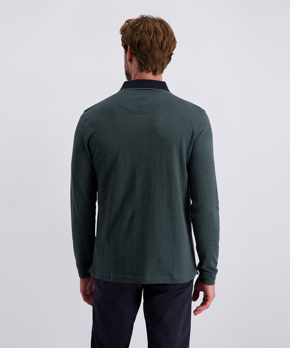 Pierre Cardin Poloshirt met lange mouwen met visgraatdessin
