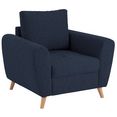 home affaire fauteuil blackburn luxe met bijzonder hoogwaardige bekleding voor maximaal 140 kg per zitoppervlak blauw