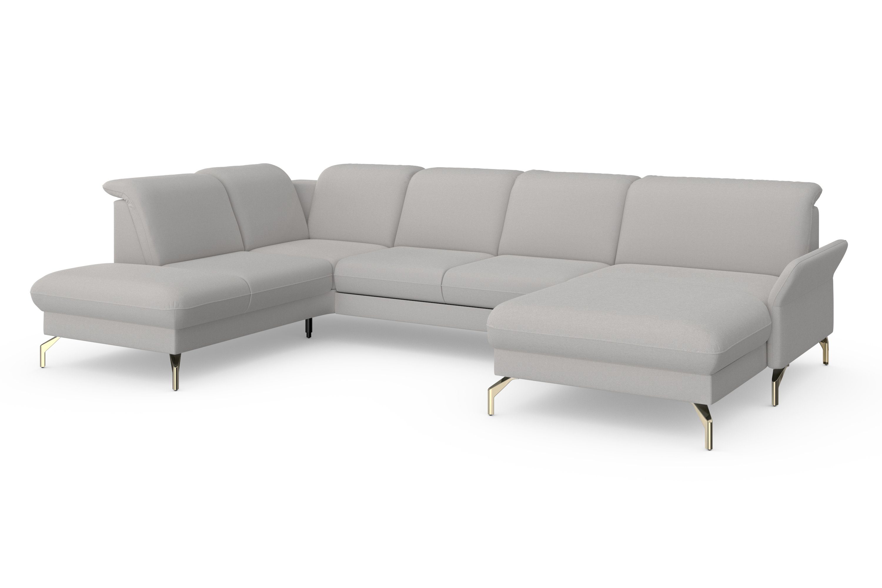 sit&more Zithoek Fashion U-vorm naar keuze met verstelbare hoofdsteun, uittrekzitting, motorisch, nikkel poten