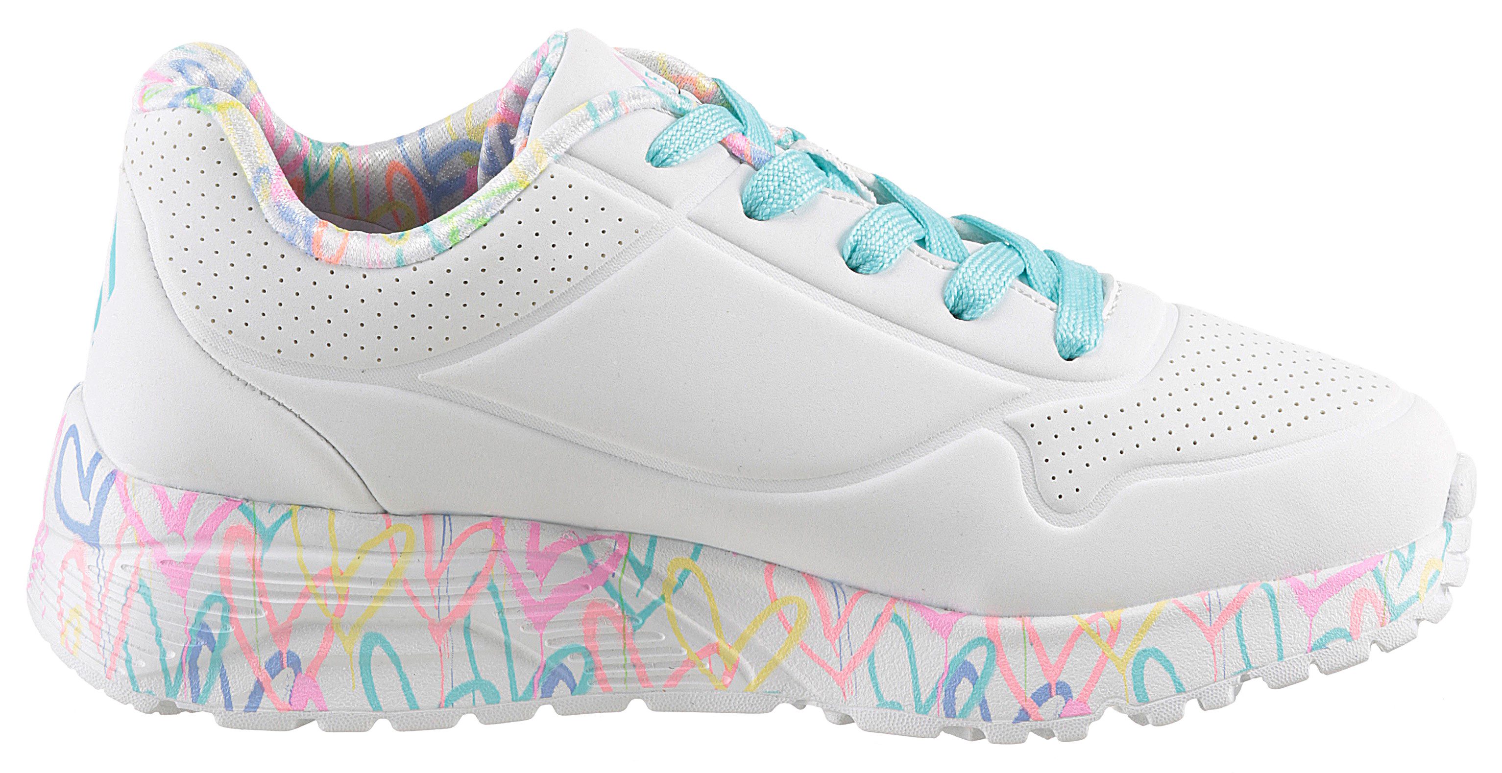 Skechers Sneakers UNO LITE-LOVELY LUV , veterschoen met bedrukte zool, maat sjabloon te downloaden
