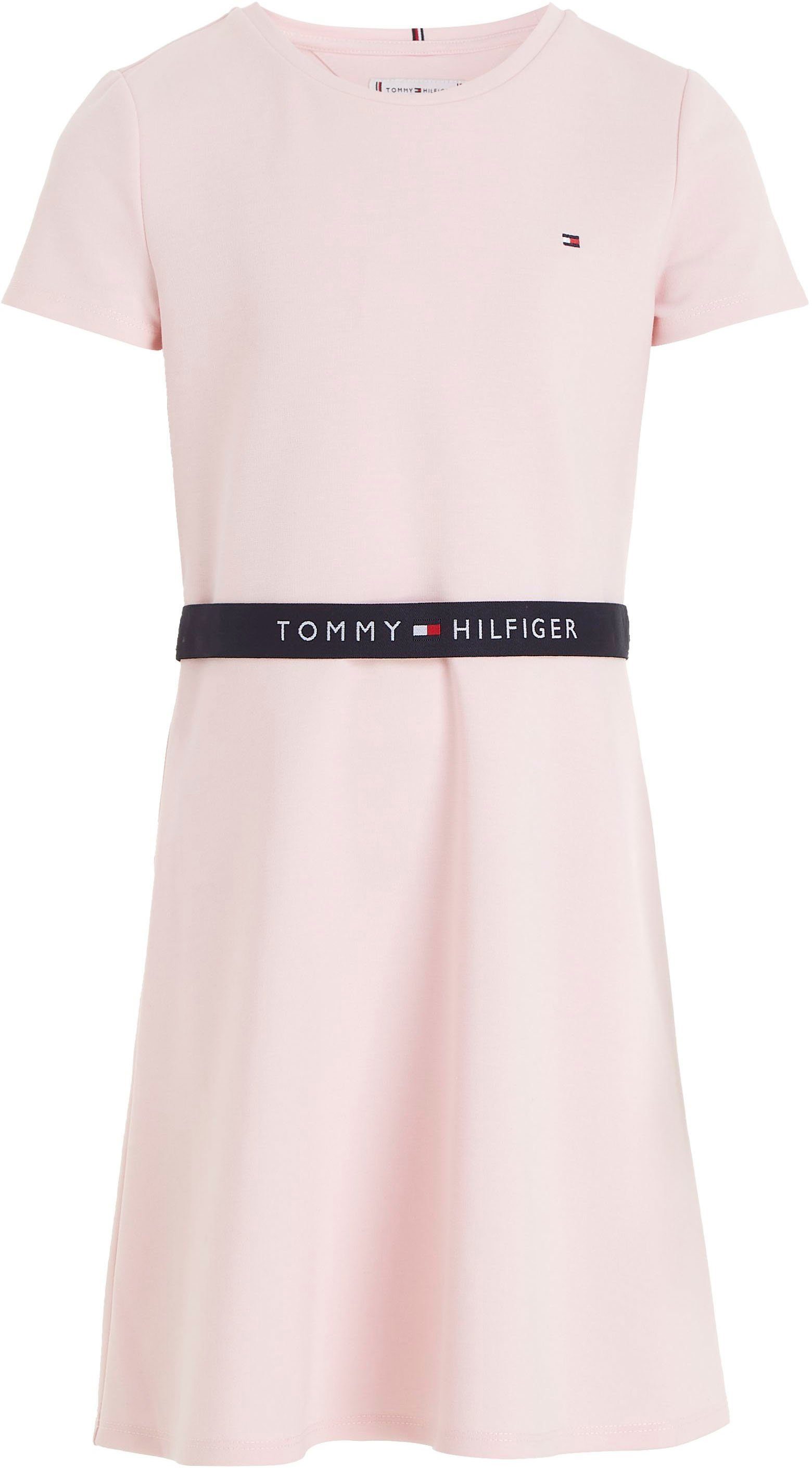 Tommy Hilfiger Jerseyjurk ESSENTIAL SKATER DRESS met merklabel op de tailleband