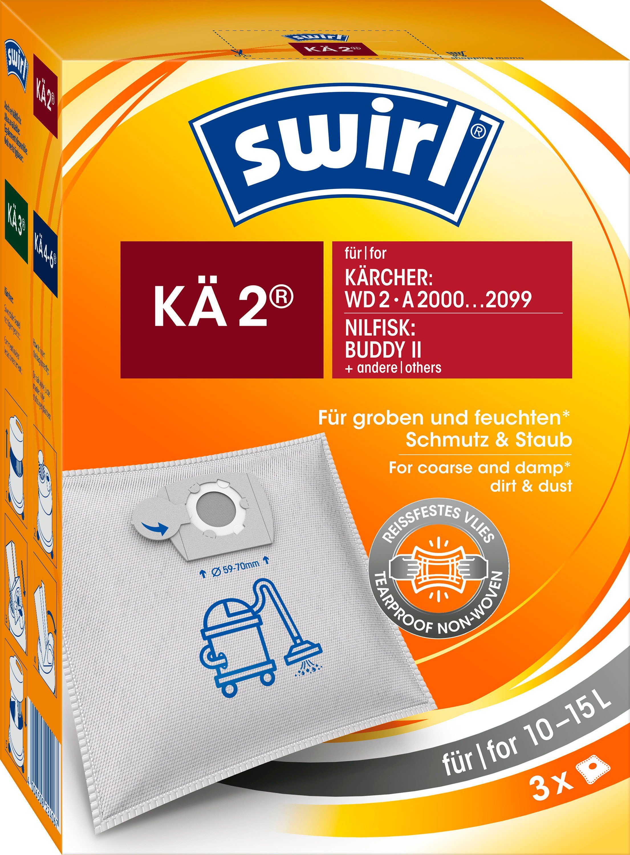 Swirl Stofzuigerzak KÄ 2® Stofzak voor Kärcher & Nilfisk nat- en droogzuiger (set, 3 stuks)
