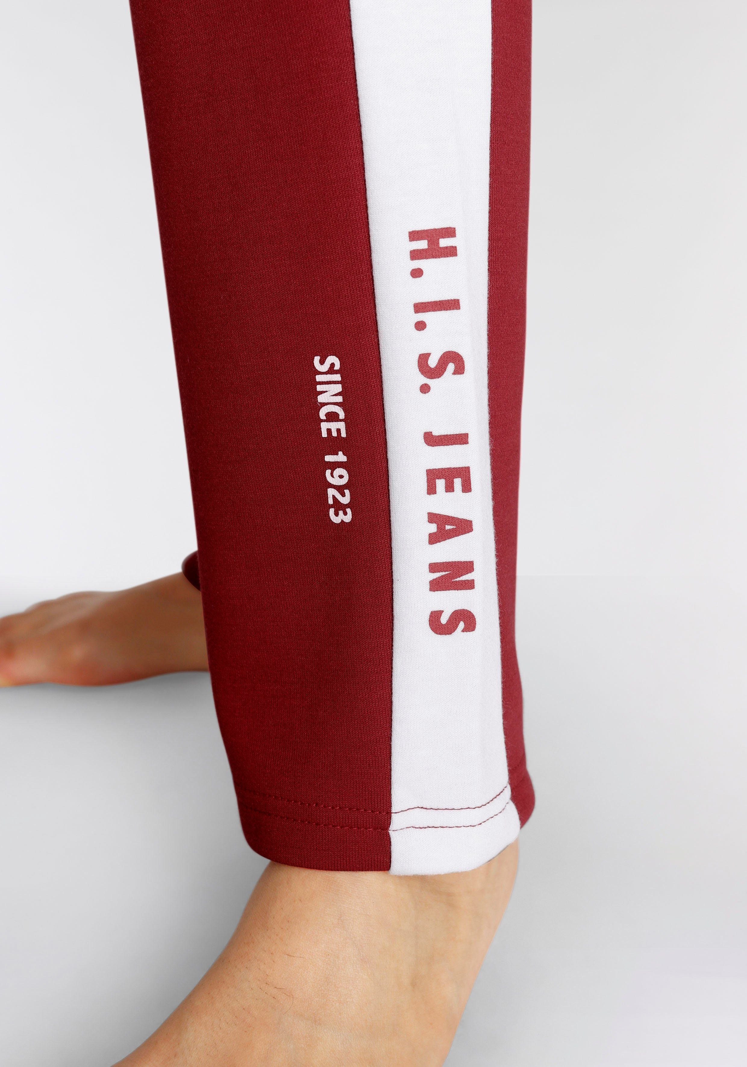 H.I.S Relaxbroek met witte zijstreep en logoprint, loungepak