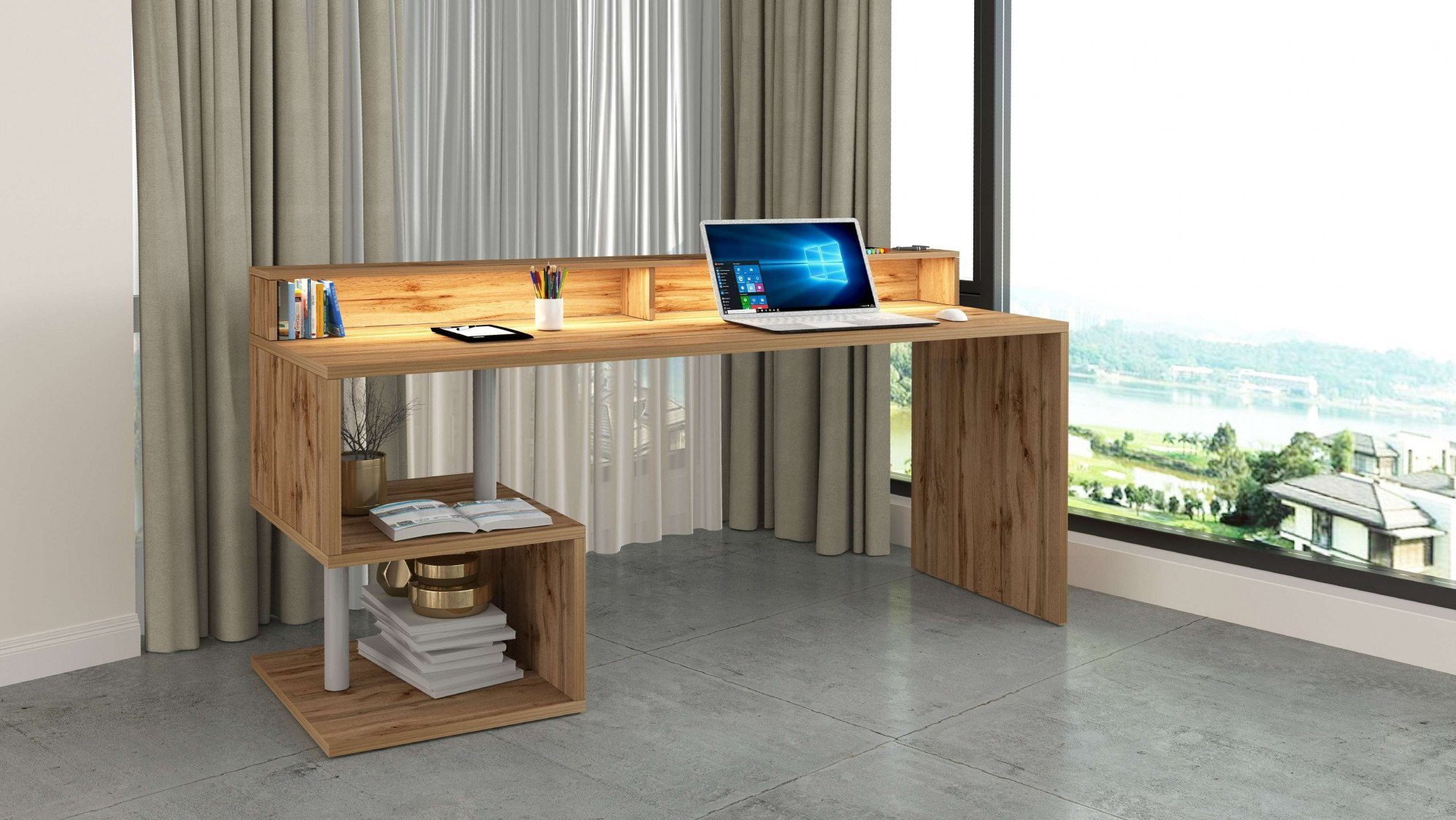 INOSIGN Bureau Essence, modern ontwerp in verschillende breedtes, met en zonder monitorsteun, gemaakt in italië