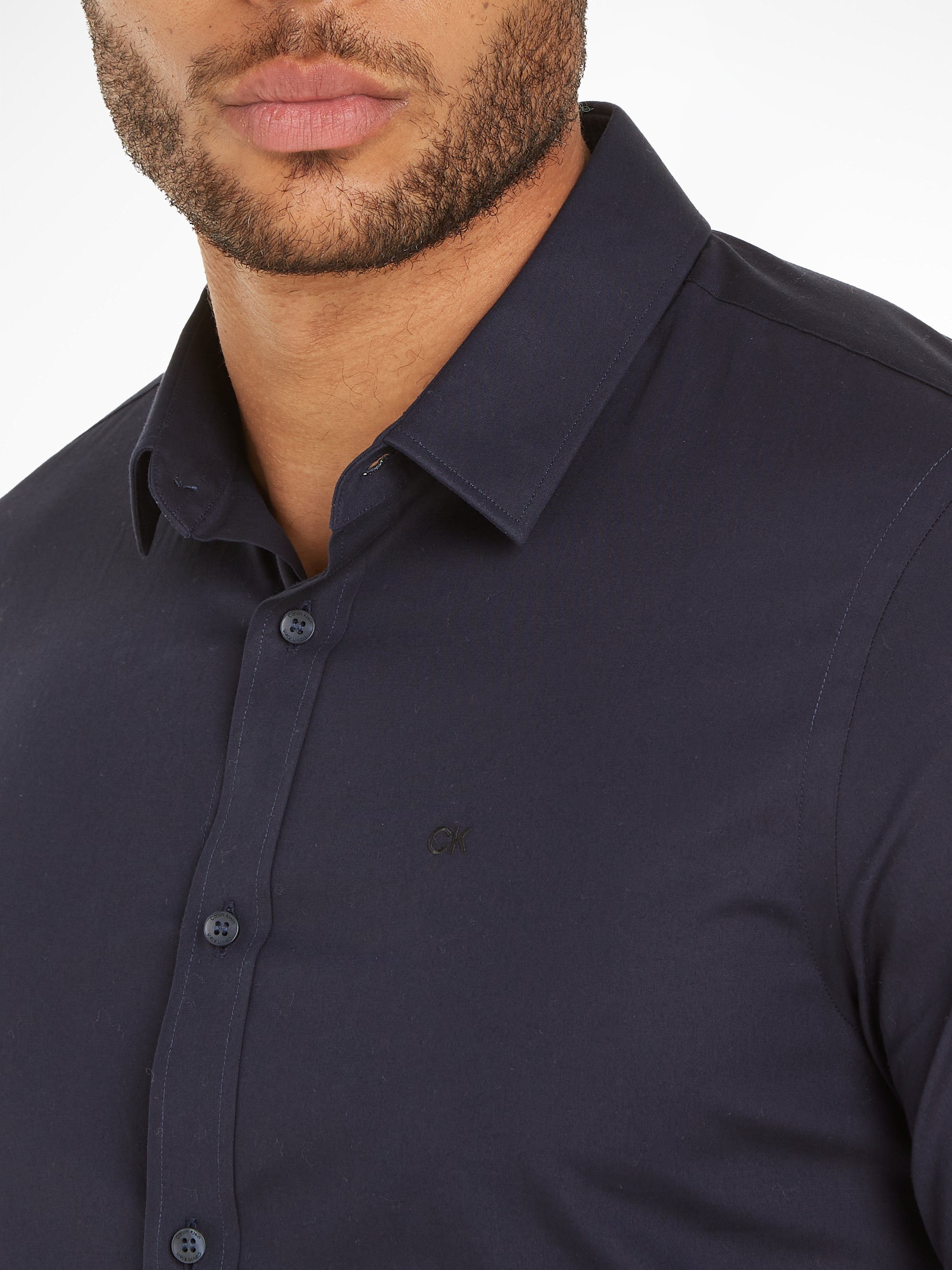 Calvin Klein Overhemd met lange mouwen SLIM FIT STRETCH POPLIN