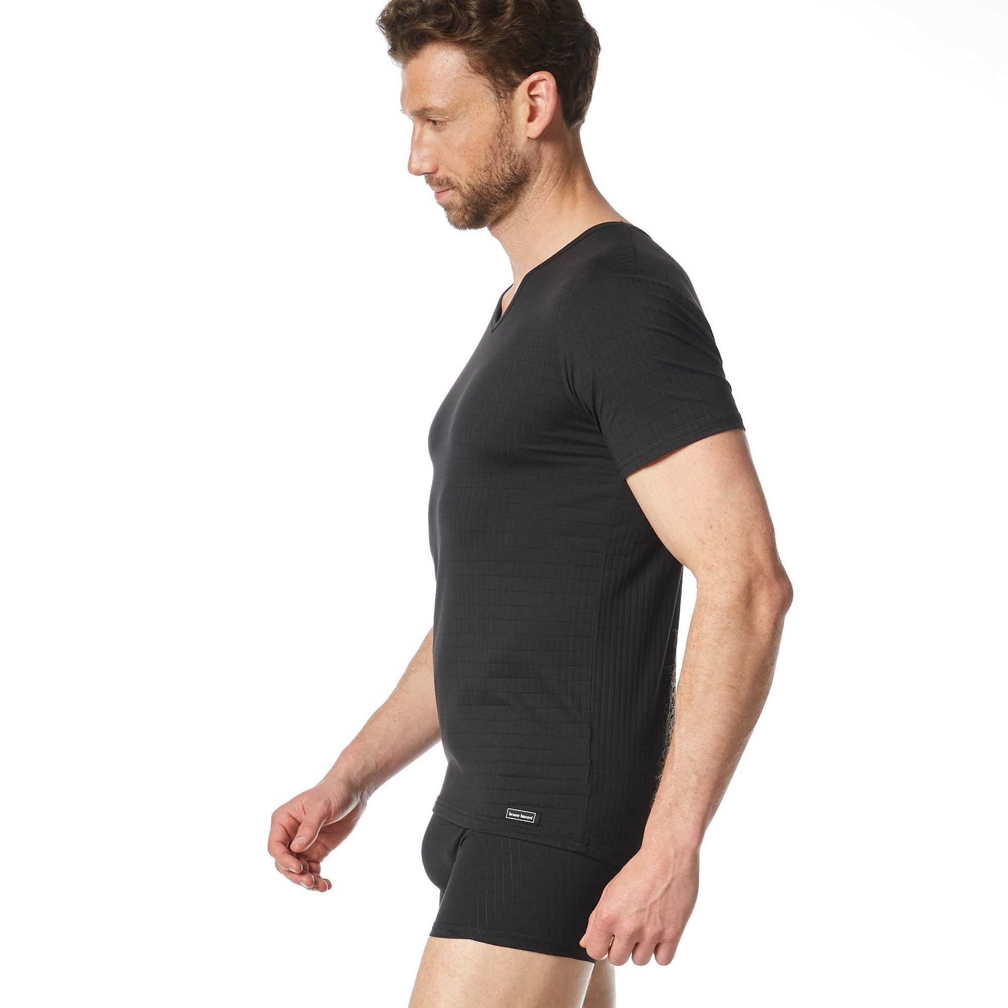 Bruno Banani Shirt met V-hals CHECK LINE 2.0 Pique optiek, korte mouw, V-hals, katoen-mix