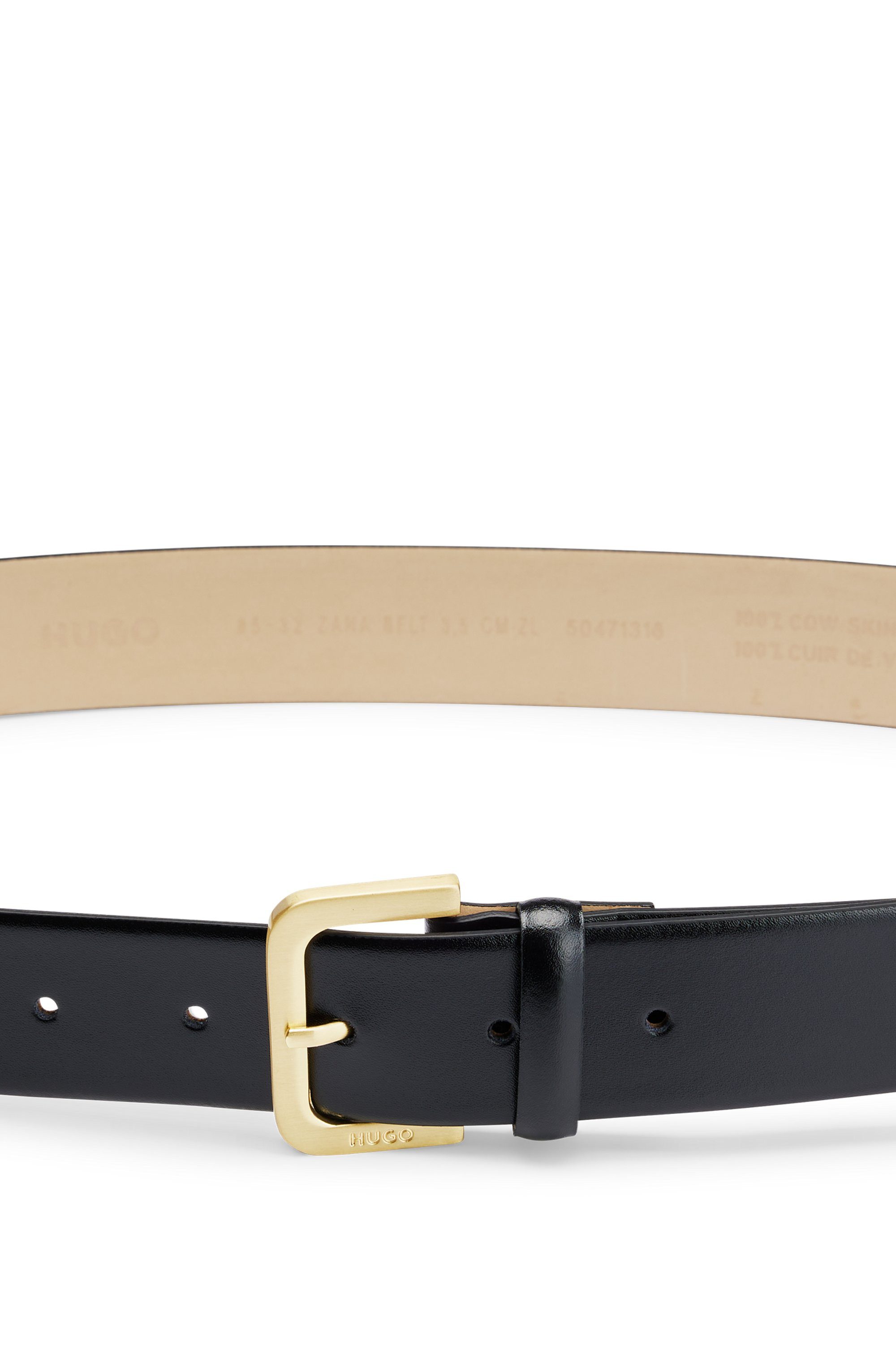 HUGO Leren riem Zana met logo-gravure op de riemsluiting