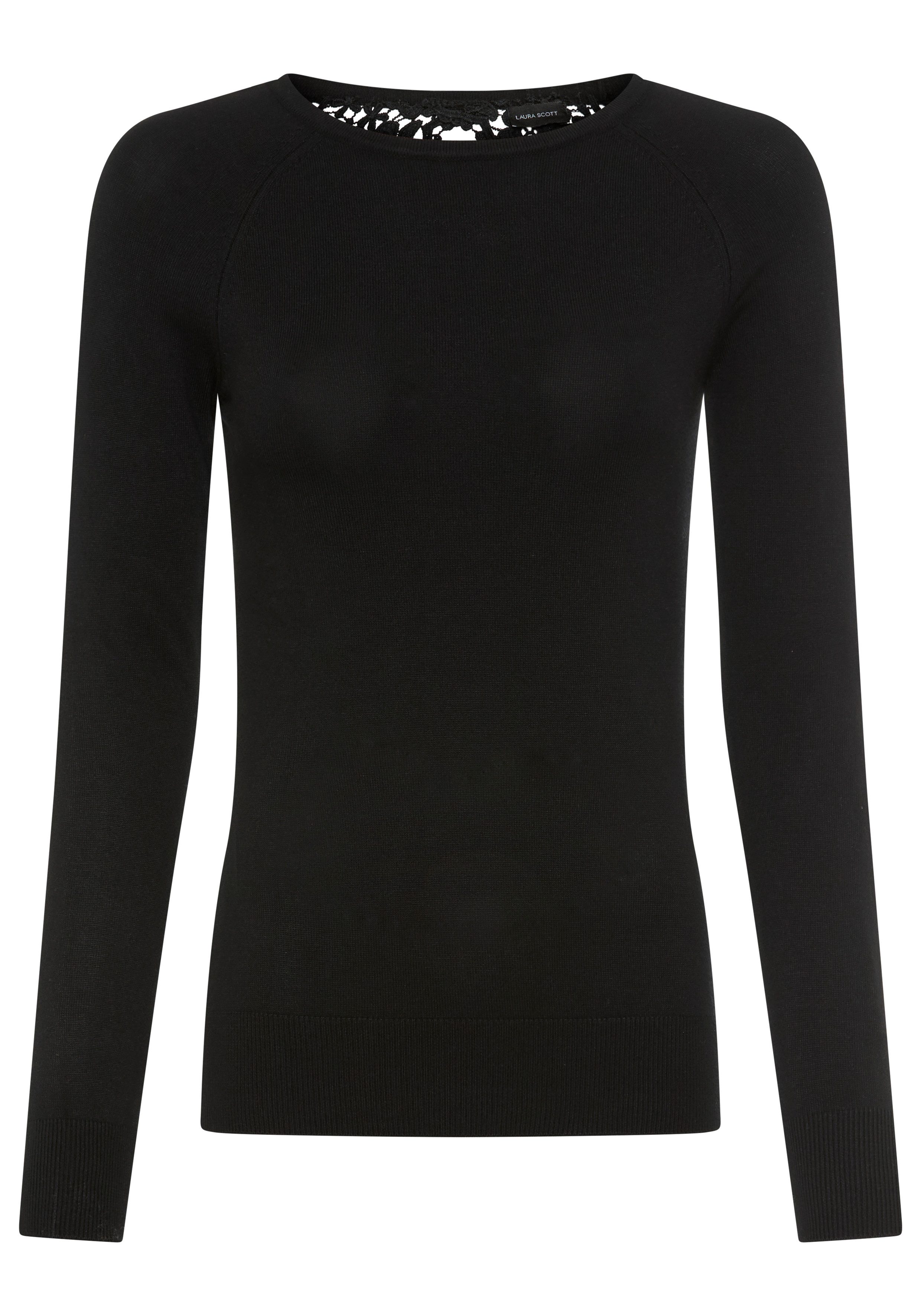 Laura Scott Gebreide trui Fijn gebreide trui met Cut Out en kantdetail - NIEUWE COLLECTIE