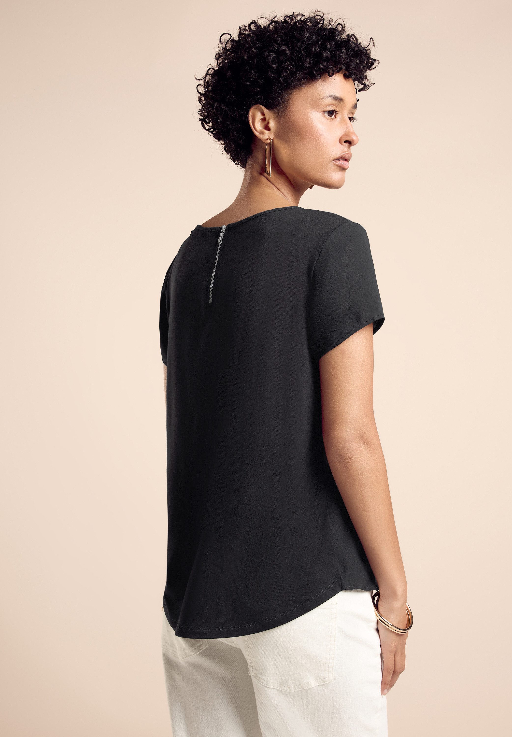 STREET ONE Shirt met ronde hals met een ritssluiting