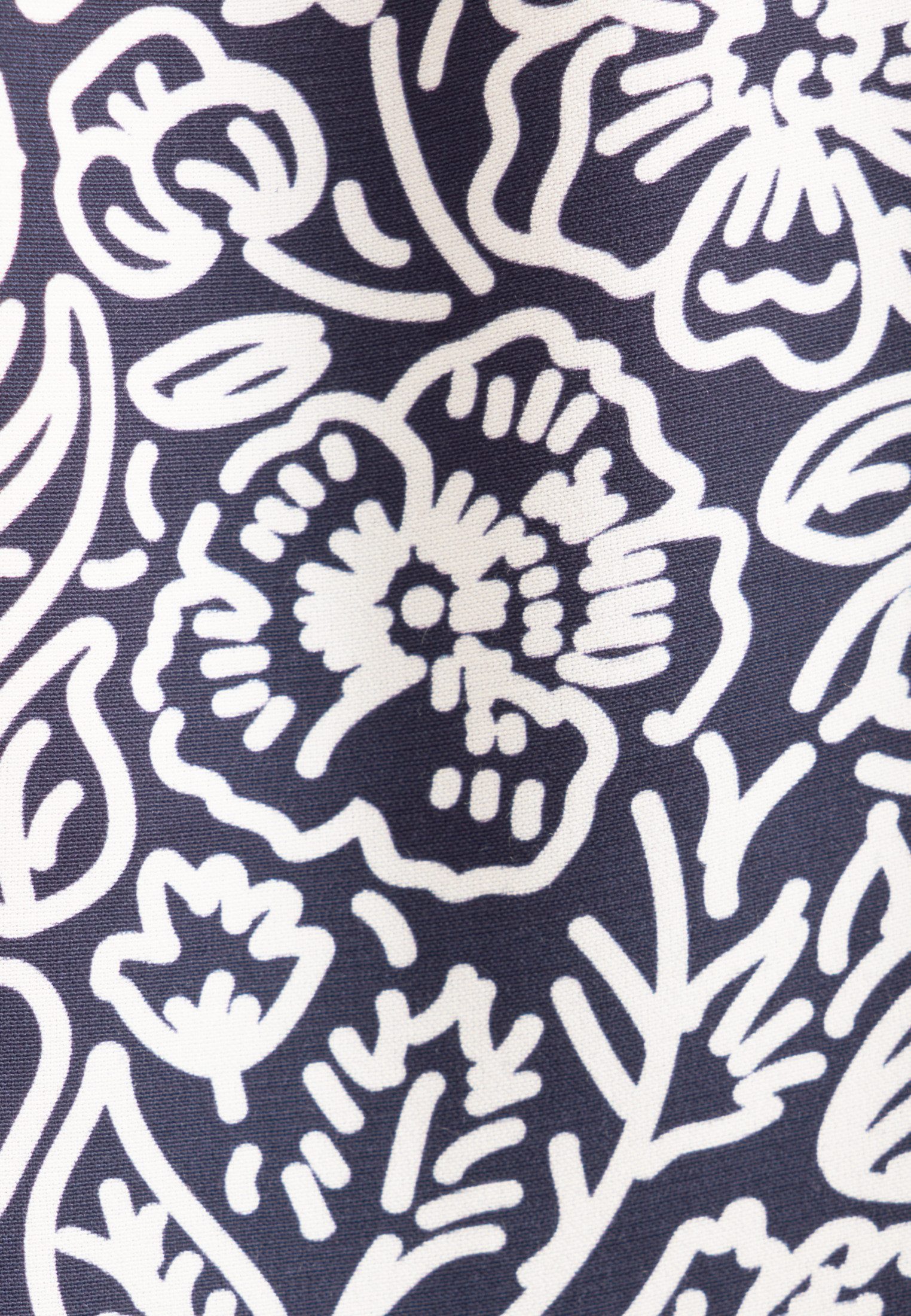 seidensticker Shirtblouse Zwarte roos Korte mouwen ronde hals in bloemmotief