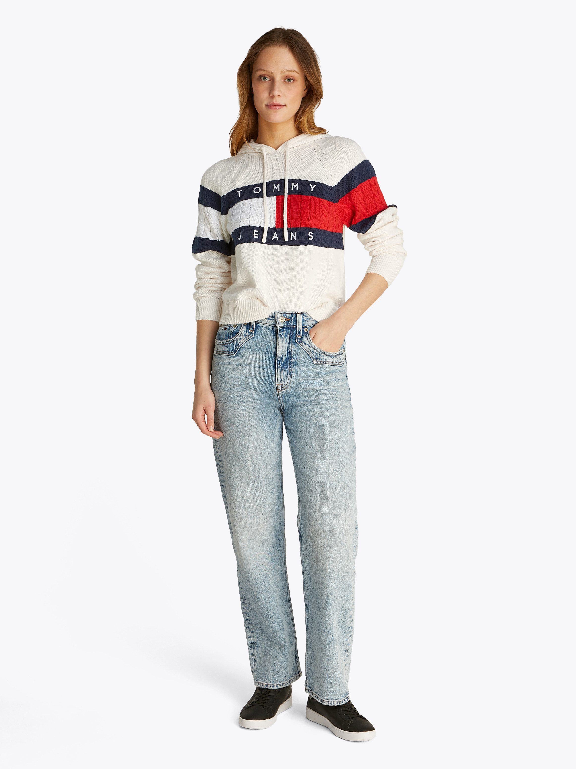 TOMMY JEANS Capuchontrui TJW CENTER FLAG HOOD SWEATER EXT