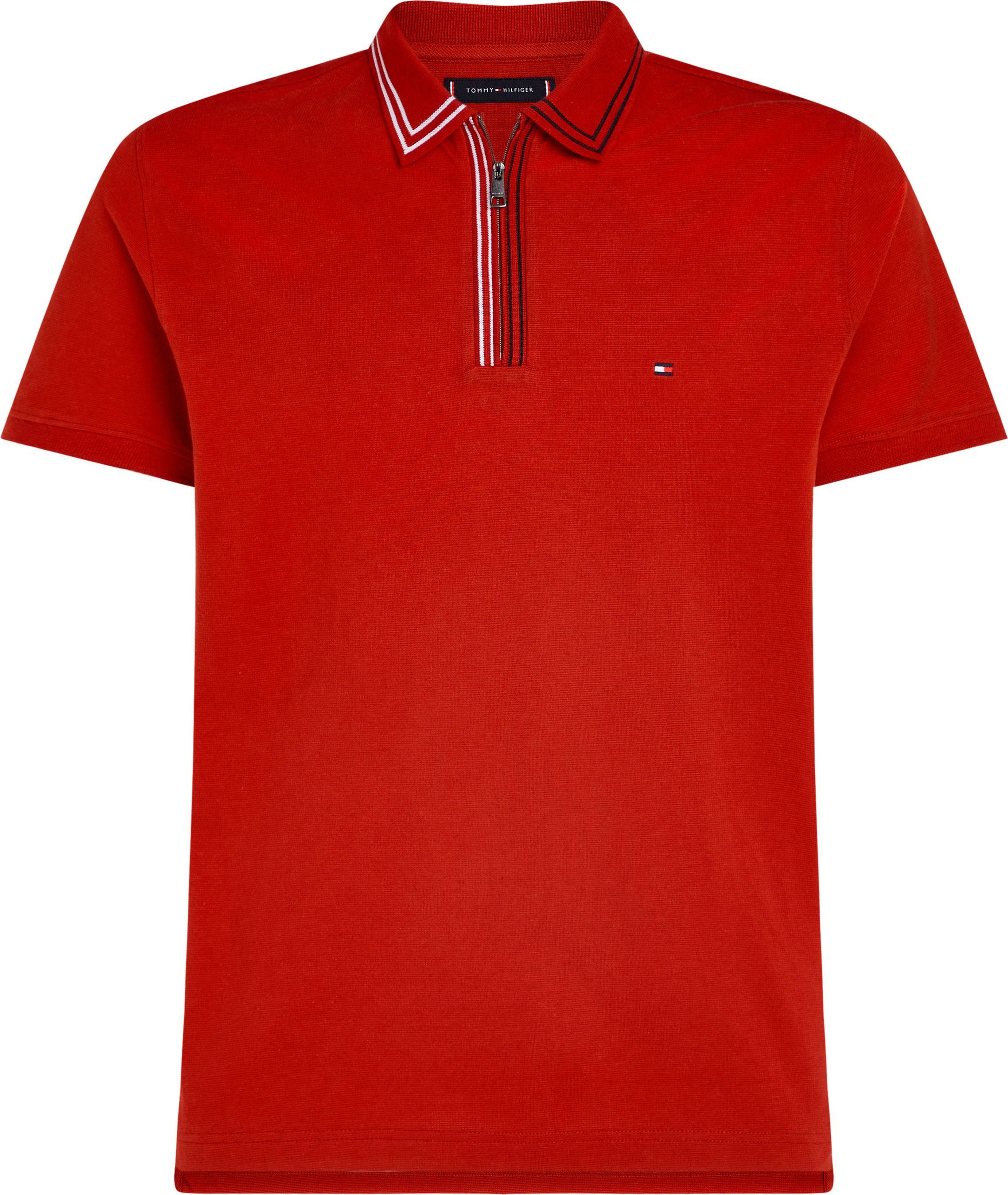 Tommy Hilfiger Poloshirt RWB ZIP PLACKET TIPPING REG POLO met contrasterende strepen aan de kraag