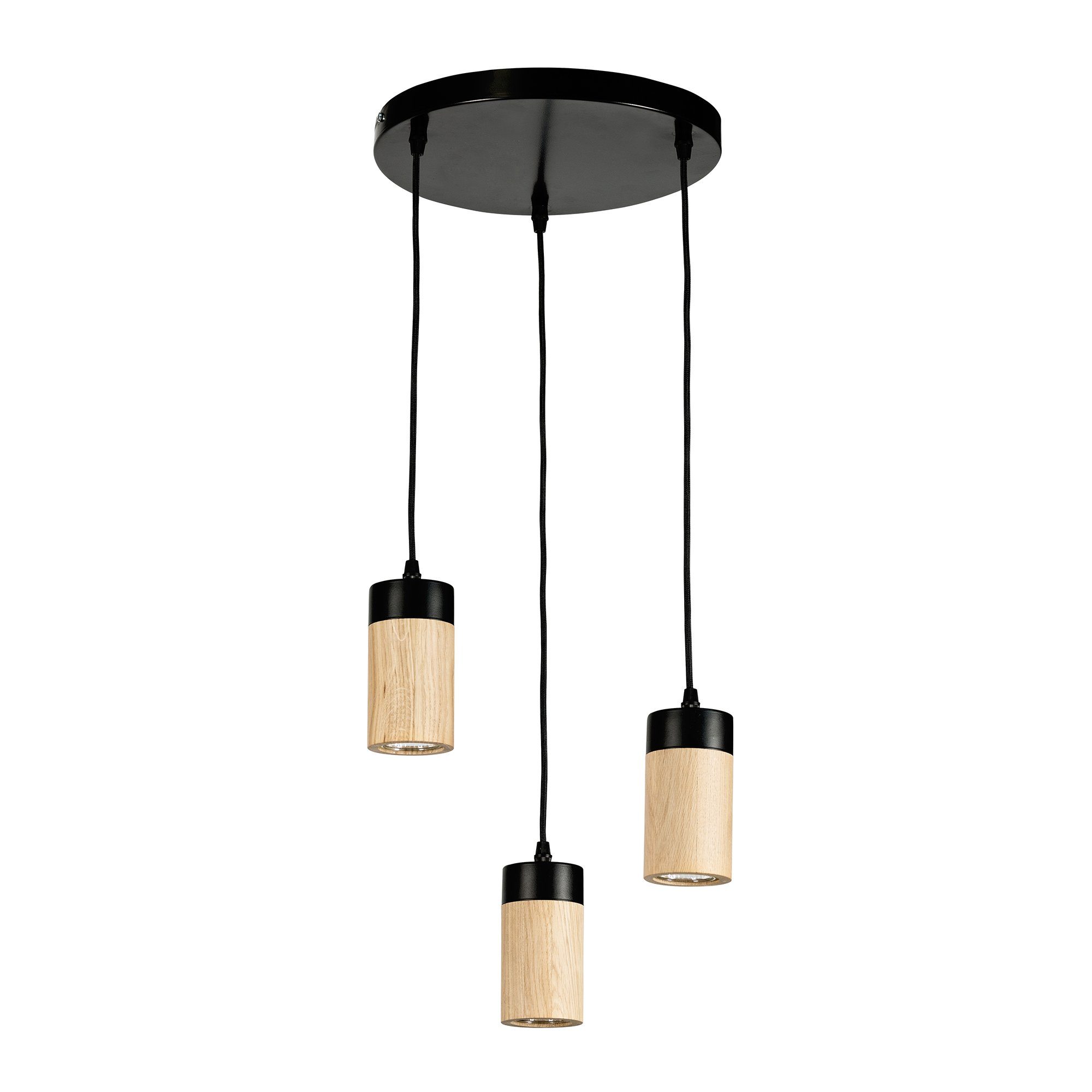 BRITOP LIGHTING Hanglamp ANNICK Hanglamp, van chic eikenhout en metaal, met textielen kabel, ledverlichting inclusief, Made in Europe