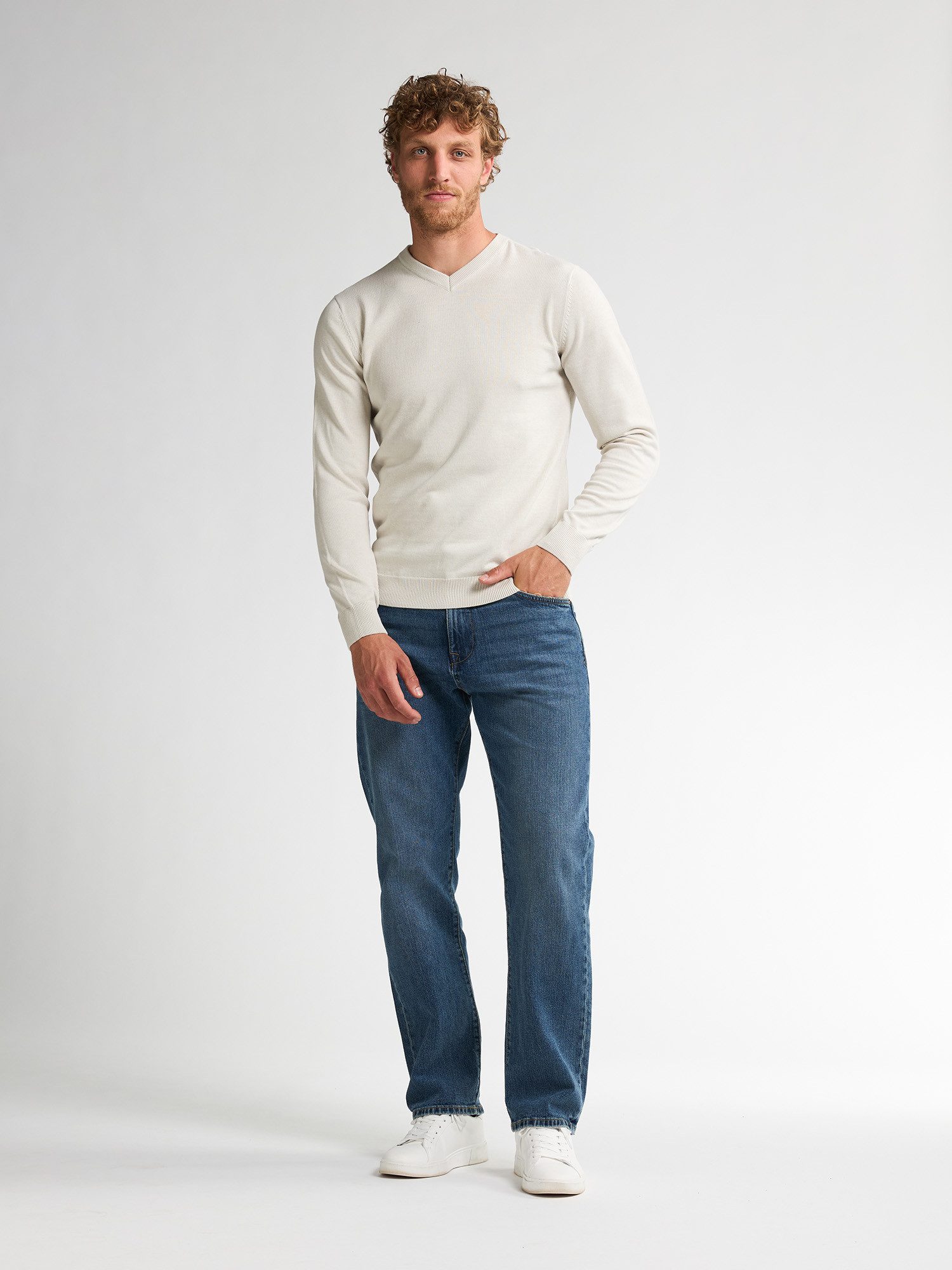 Petrol Industries Trui met V-hals V-Neck Basi Materiaalmix met katoenpercentage