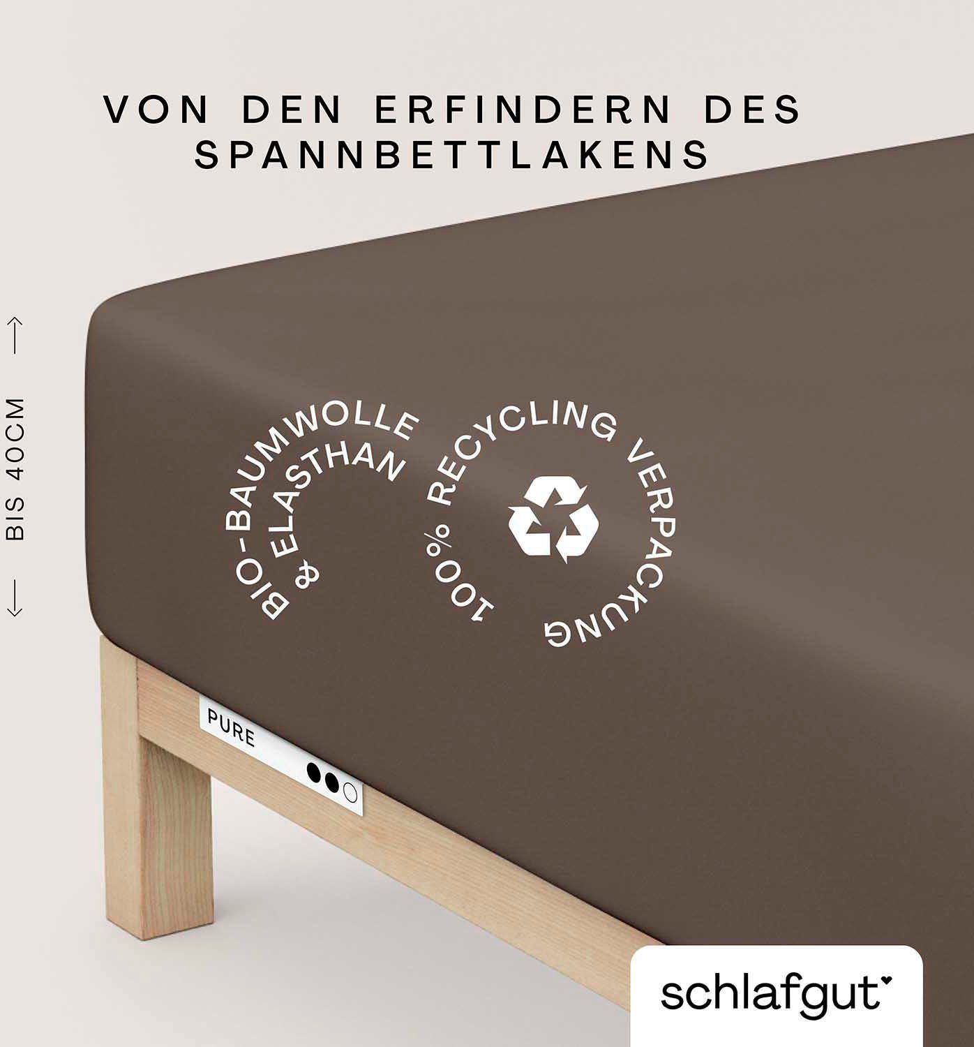 Schlafgut Hoeslaken PURE BOXSPRING in maat 90x200, 140x200 of 180x200, voor boxspringbed (1 stuk) hoeslakens maat 140-160 cm x 200-220 cm bruin