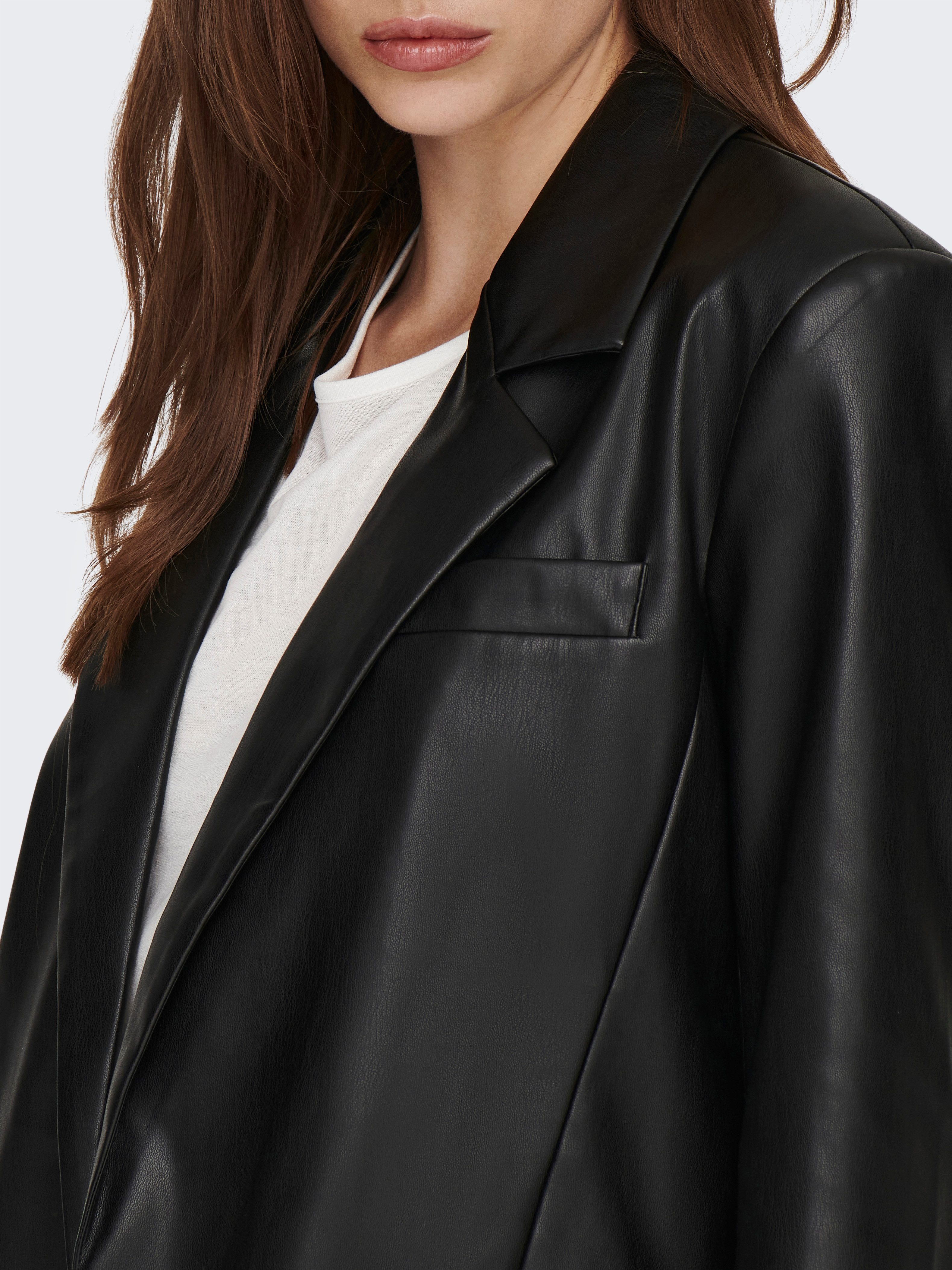 Only Imitatieleren blazer ONLLANA L/S OVS FAUX LEA BLAZER TLR NOOS