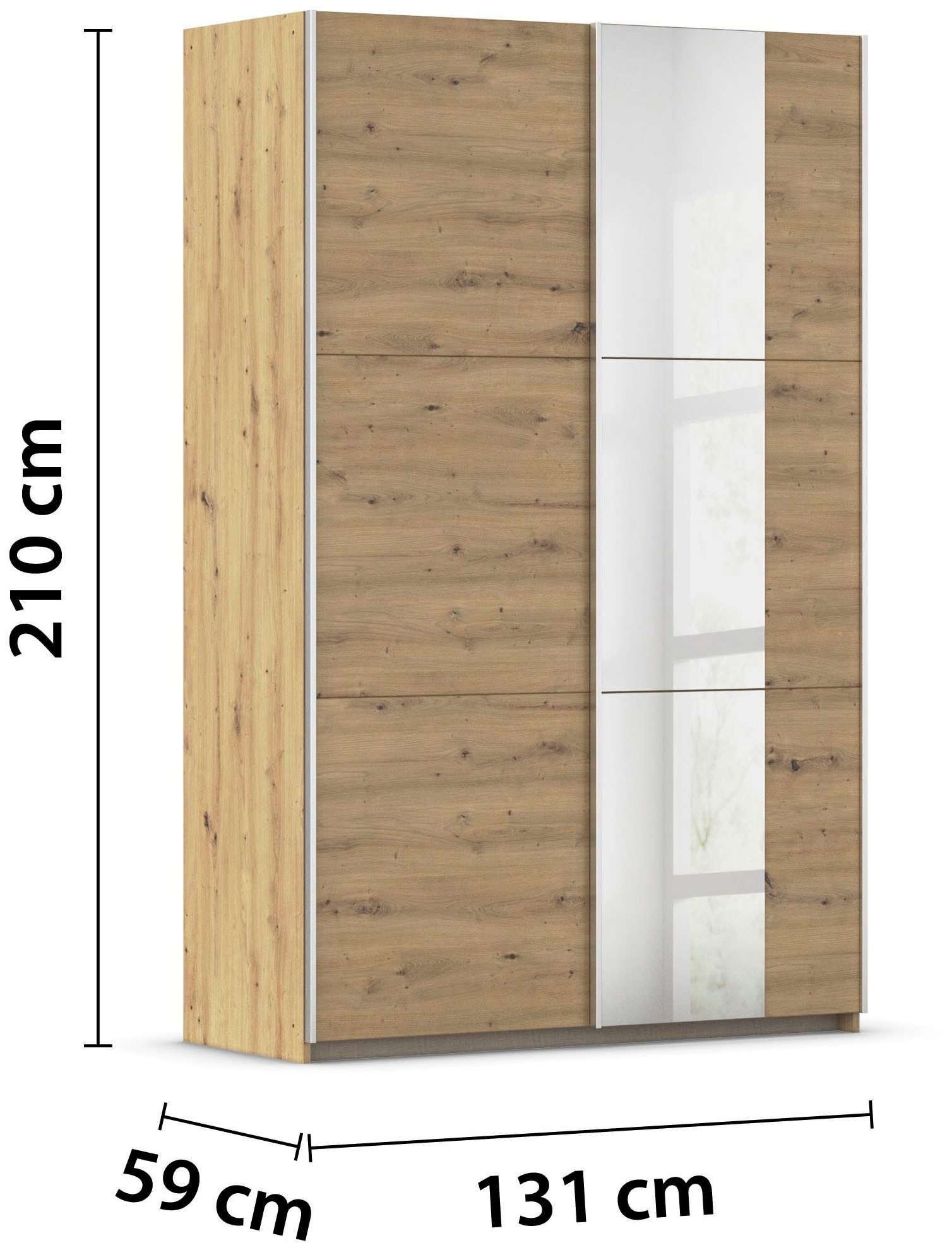rauch Zweefdeurkast Kledingkast draaideurkast kast garderobe KRONACH TOPSELLER met spiegel en veel opbergruimte, metalen greepstrips, made in germany