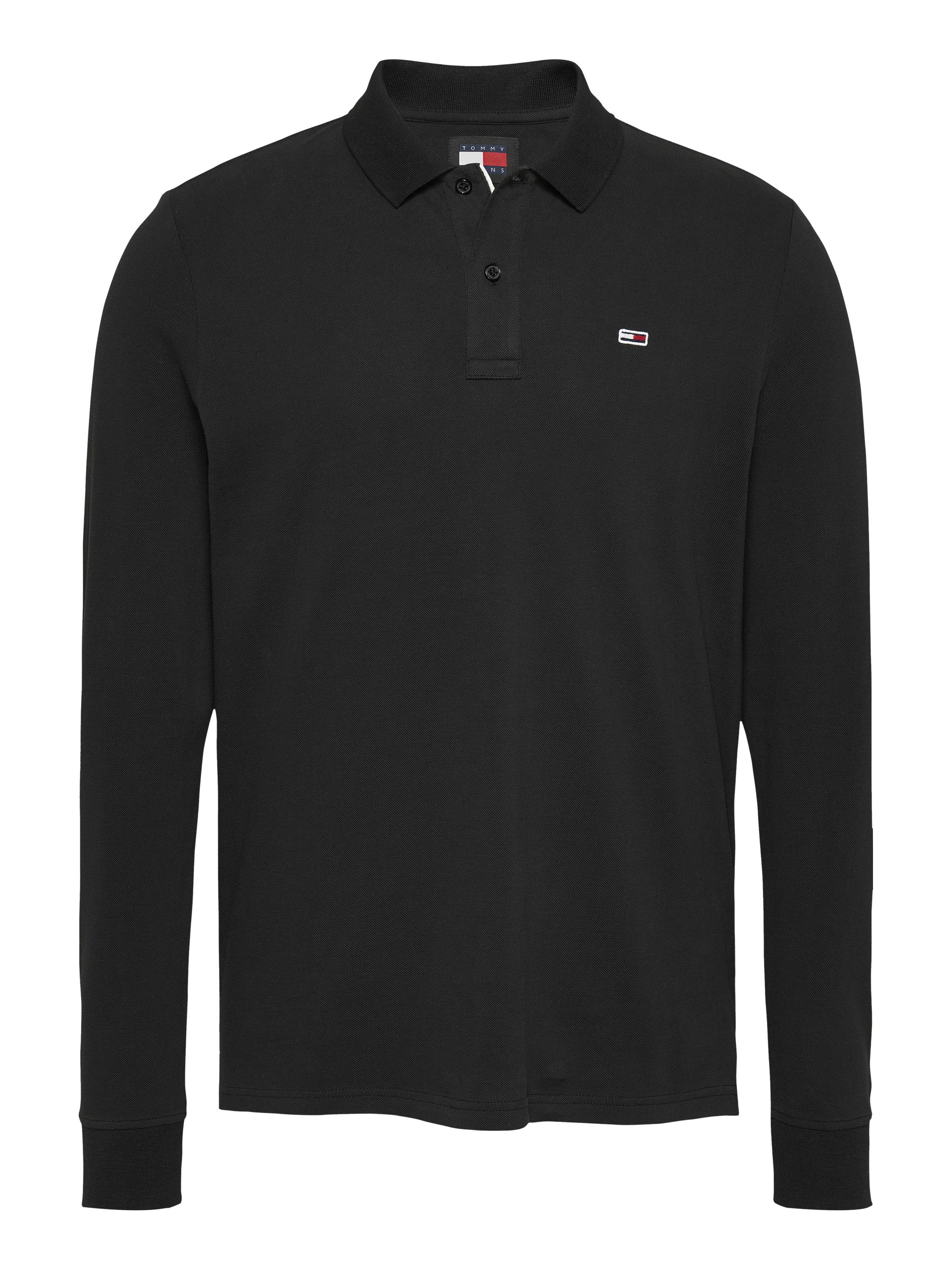 Tommy Jeans Plus Poloshirt met lange mouwen TJM SLIM PLACKET POLO LS EXT in grote maten, logoborduring