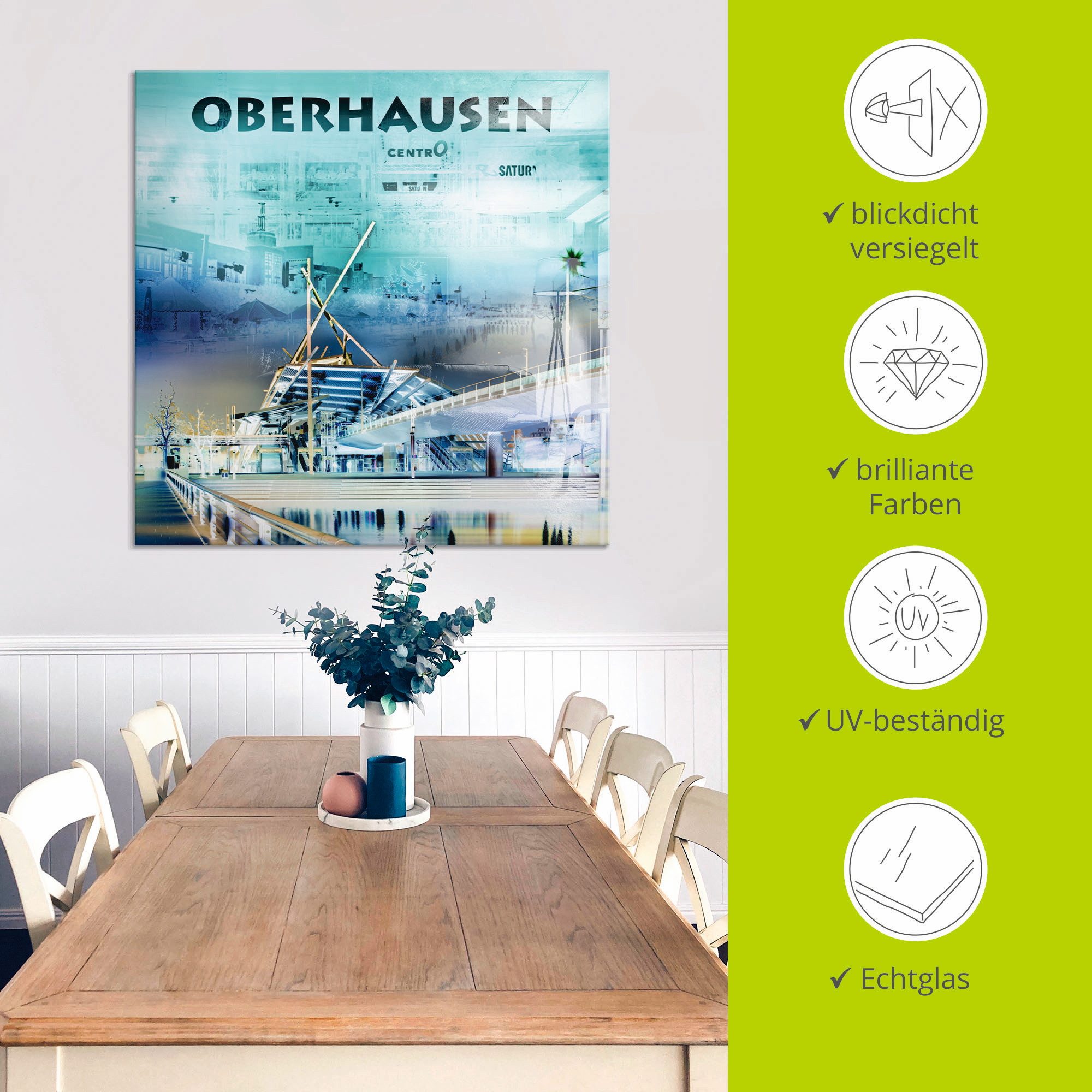 Artland Print op glas Oberhausen skyline abstracte collage