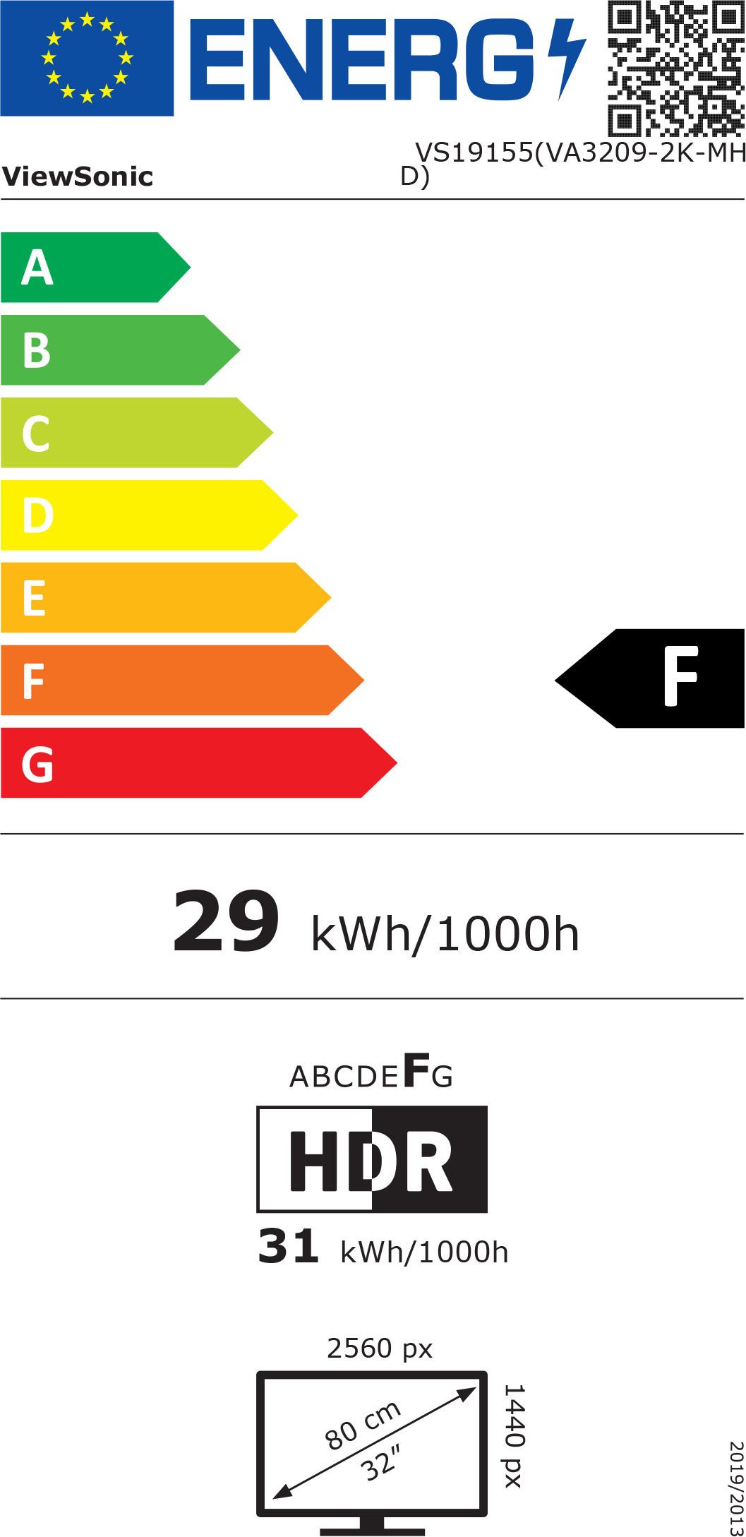 Viewsonic Ledscherm VS19155(VA3209-2K-MHD), 80 cm / 32", QHD