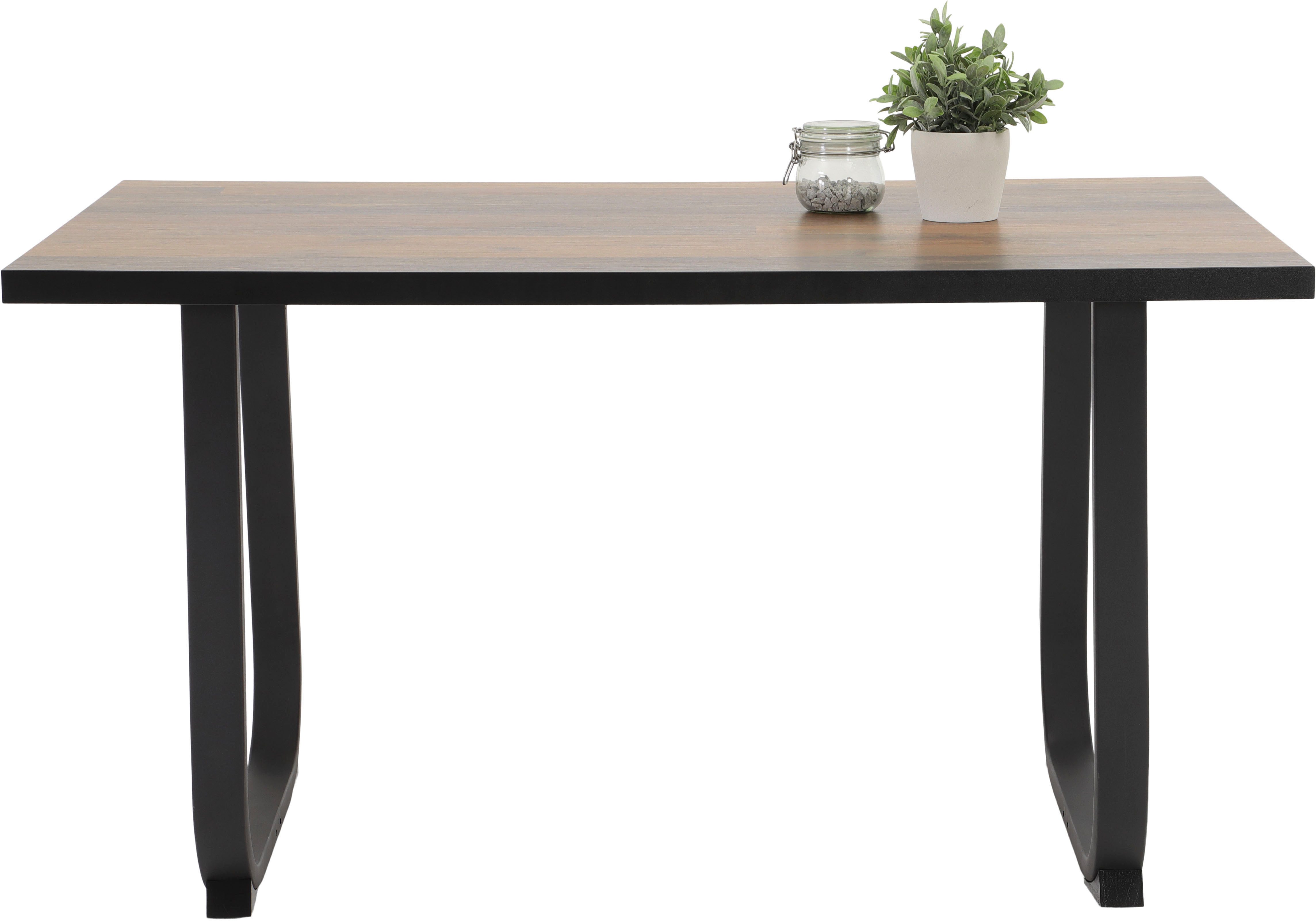 HELA Eethoek RUHR Kufentafel 140x90 cm, schommelstoel en bank met verenmand, comfortzit (4-delig)