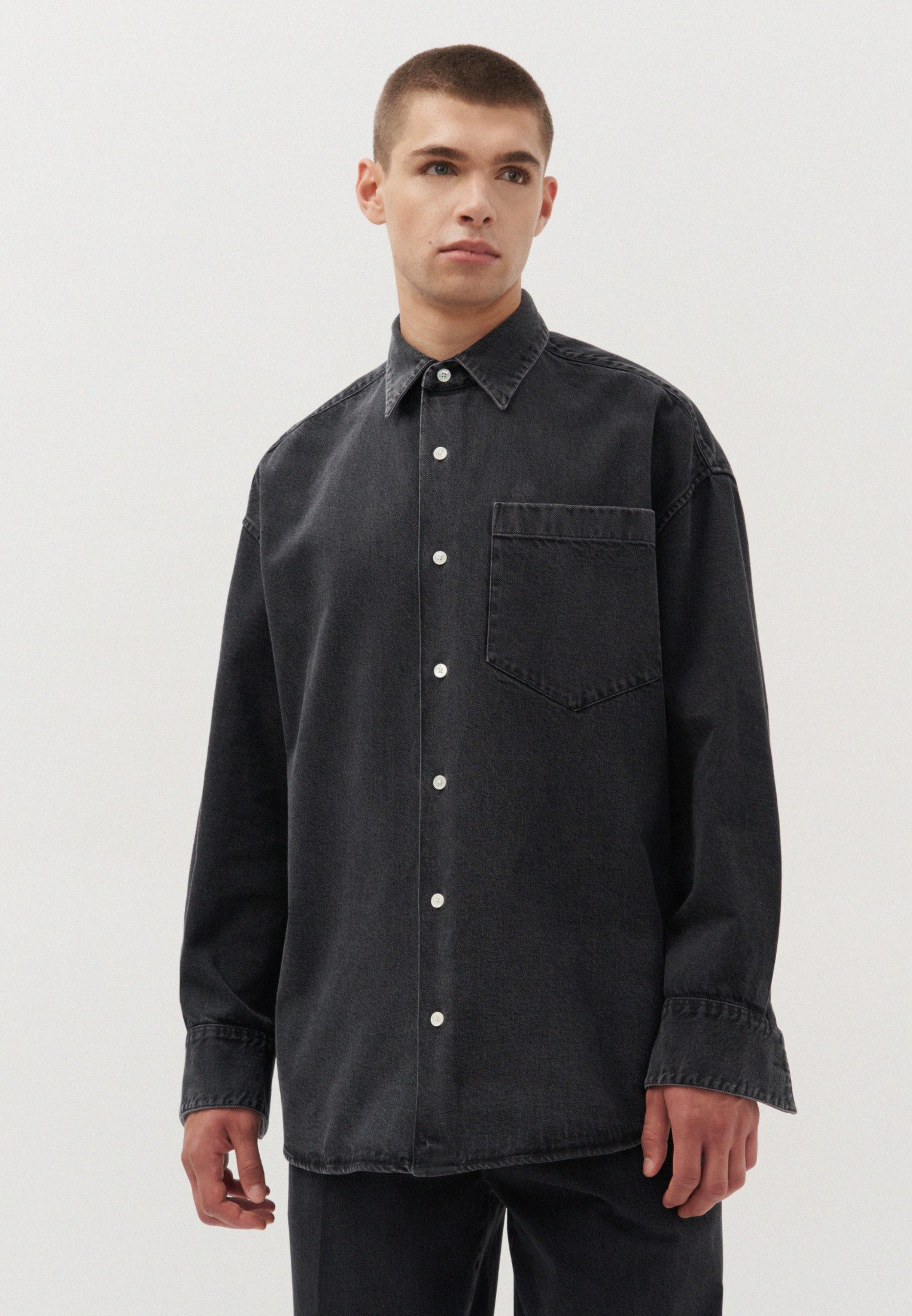 studio seidensticker Jeans overhemd Studio Oversized langarm kentkraag effen