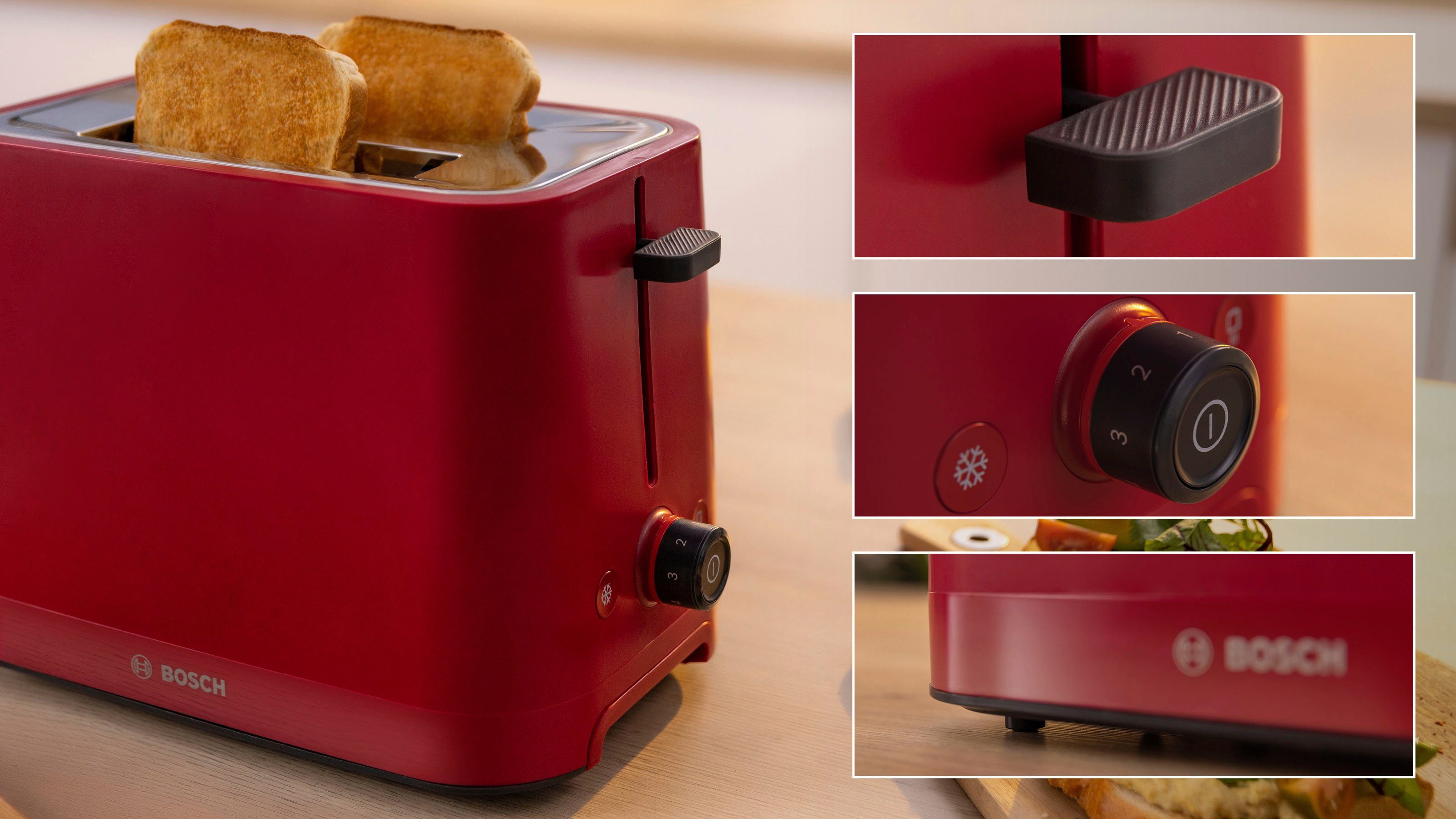 BOSCH Toaster MyMoment TAT3M124 afneembare opzet voor broodjes, ontdooi-functie, brood centreren, auto off