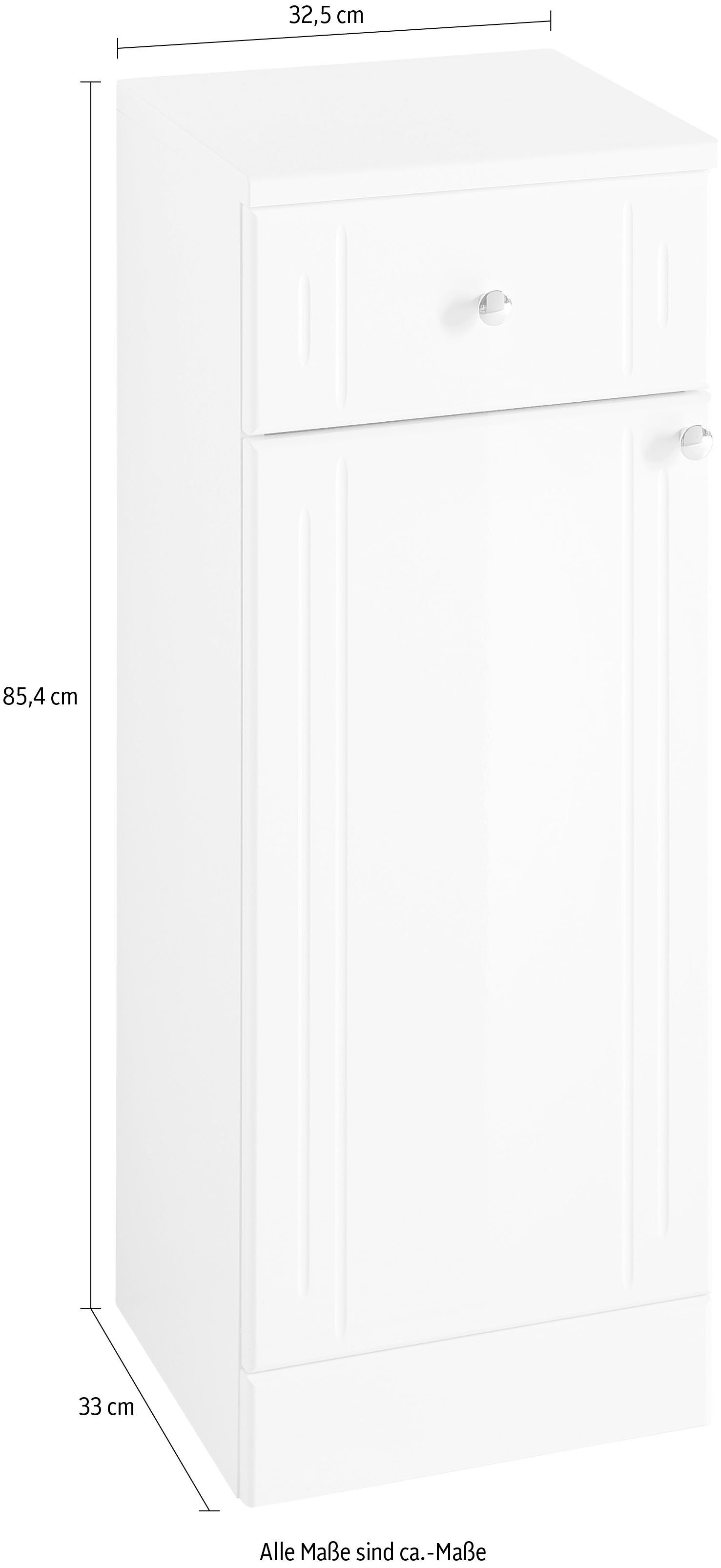Saphir Onderkast Quickset 955 badkamerkast met 1 deur, 1 lade, 32,5 cm breed