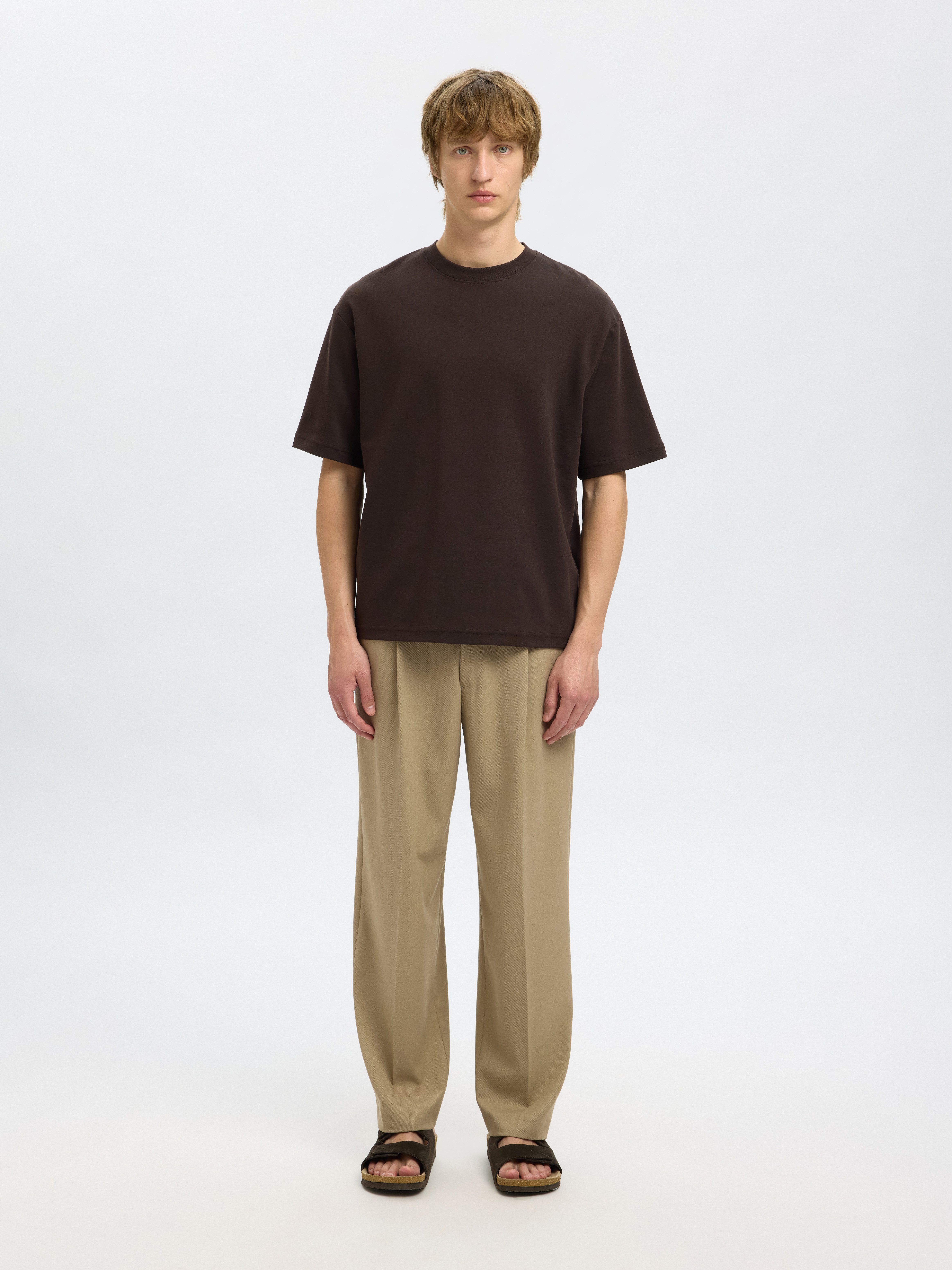 SELECTED HOMME Shirt met ronde hals SLHLOOSEOSCAR SS O-NECK TEE NOOS