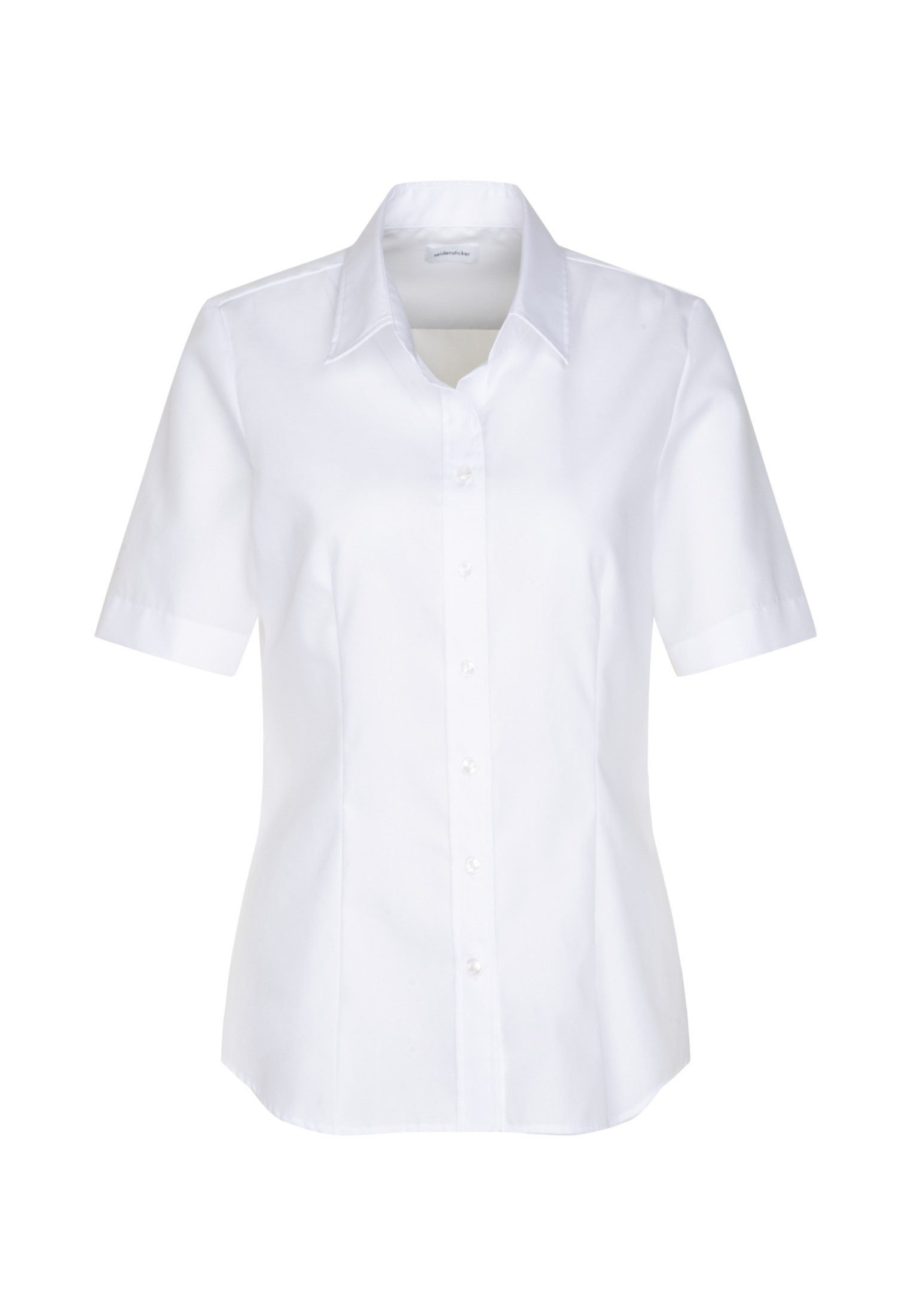 seidensticker Overhemdblouse Zwarte roos Korte mouwen kraag uni