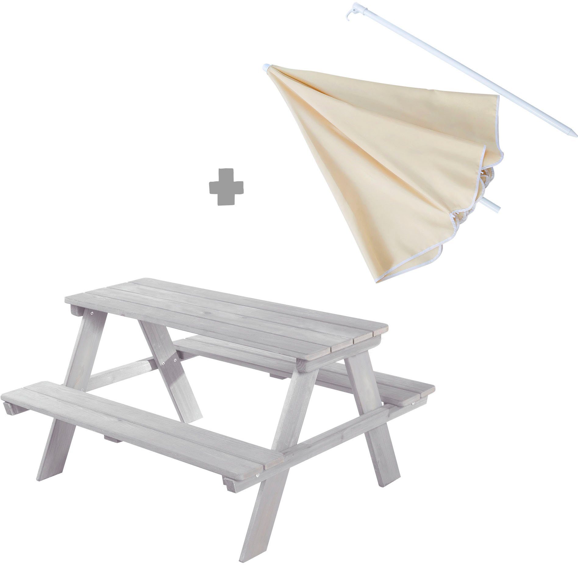 Roba® Kinderzithoek voor in de tuin Picknick voor 4 Buiten + (set, 2-delig)