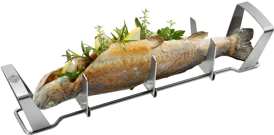 GEFU Barbecueschaal FISCHHALTER BBQ verstelbare maat, gemakkelijk schoon te maken, perfect voor barbecuefeesten (1 stuk)