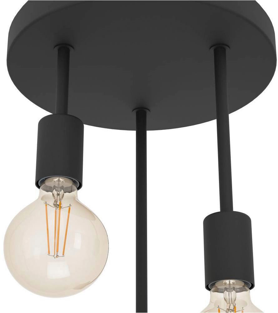 EGLO Plafondlamp WILMCOTE Deckenlampe, E27, Stahl, Wohnzimmerlampe, Industrial, Lampe Plafondlamp, zwart, keukenlamp, ganglamp plafond met E27 fitting (1 stuk)