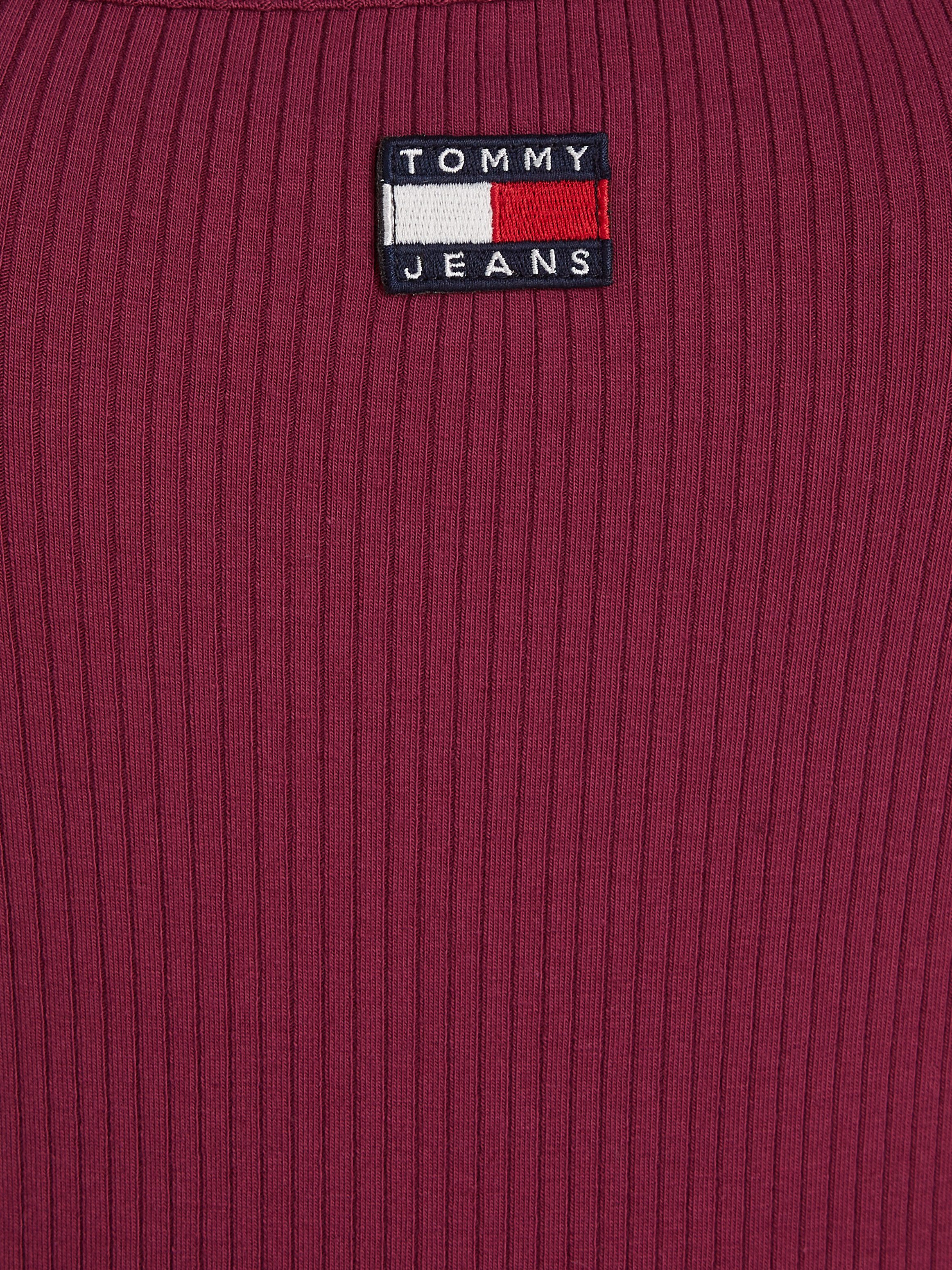 TOMMY JEANS Jerseyjurk TJW STRAPPY BADGE RIB DRESS met bandjes ribstof logo-badge