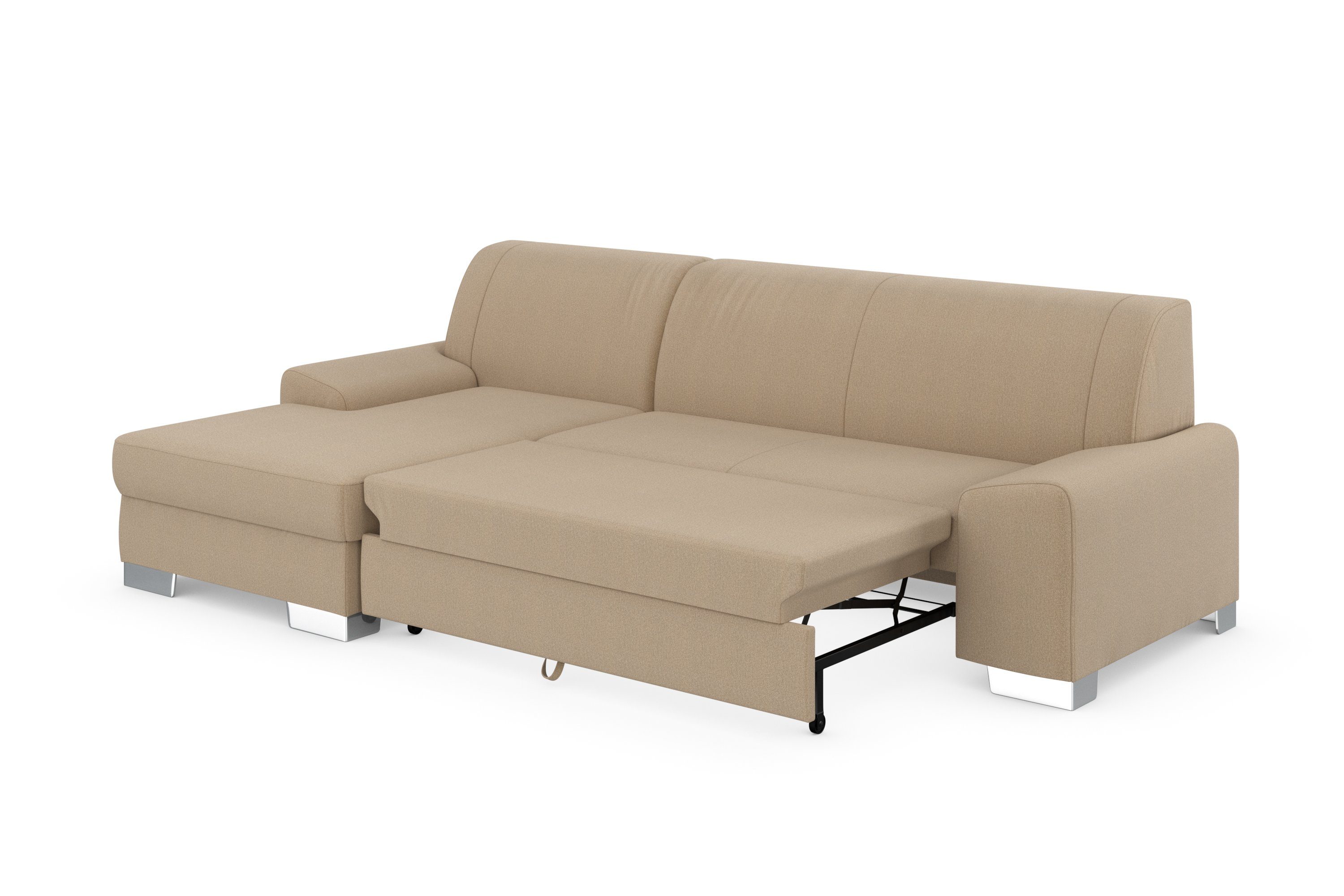 DOMO collection Hoekbank Anzio L-vorm, met bedfunctie, bonnellvering, hoogwaardig, breedte 271 cm